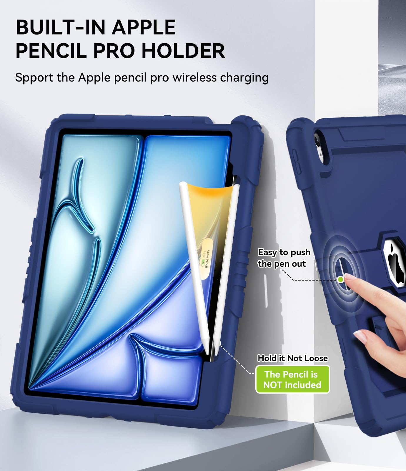 Okp Case For New Ipad Air 13 Inch M3 (2025), For Ipad Air 13-Inch M2 (2024), Heavy Duty Shockproof Rugged Ipad Air 13   Protec