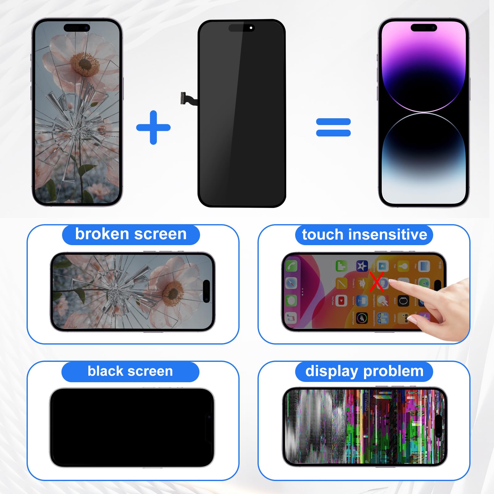 Digi4U Lcd For Iphone 14 Pro Max Screen Replacement, 6.7 Inch 3D Touch Retina For Iphone 14 Pro Max Touch Display Digitizer Asse