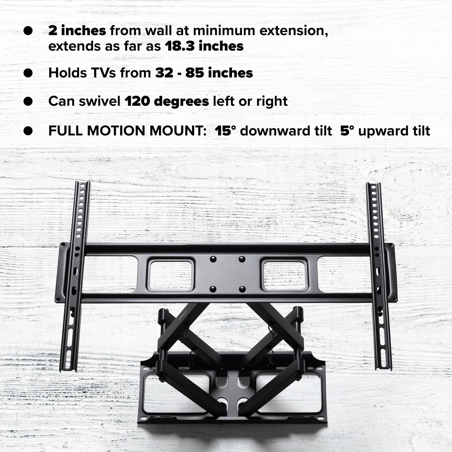 Emerald Extra Extension Full Motion Tv Wall Mount Bracket For 37 85Inch Tvs   Universal Mount For Sony Lg Samsung And All Other Brands (8904)