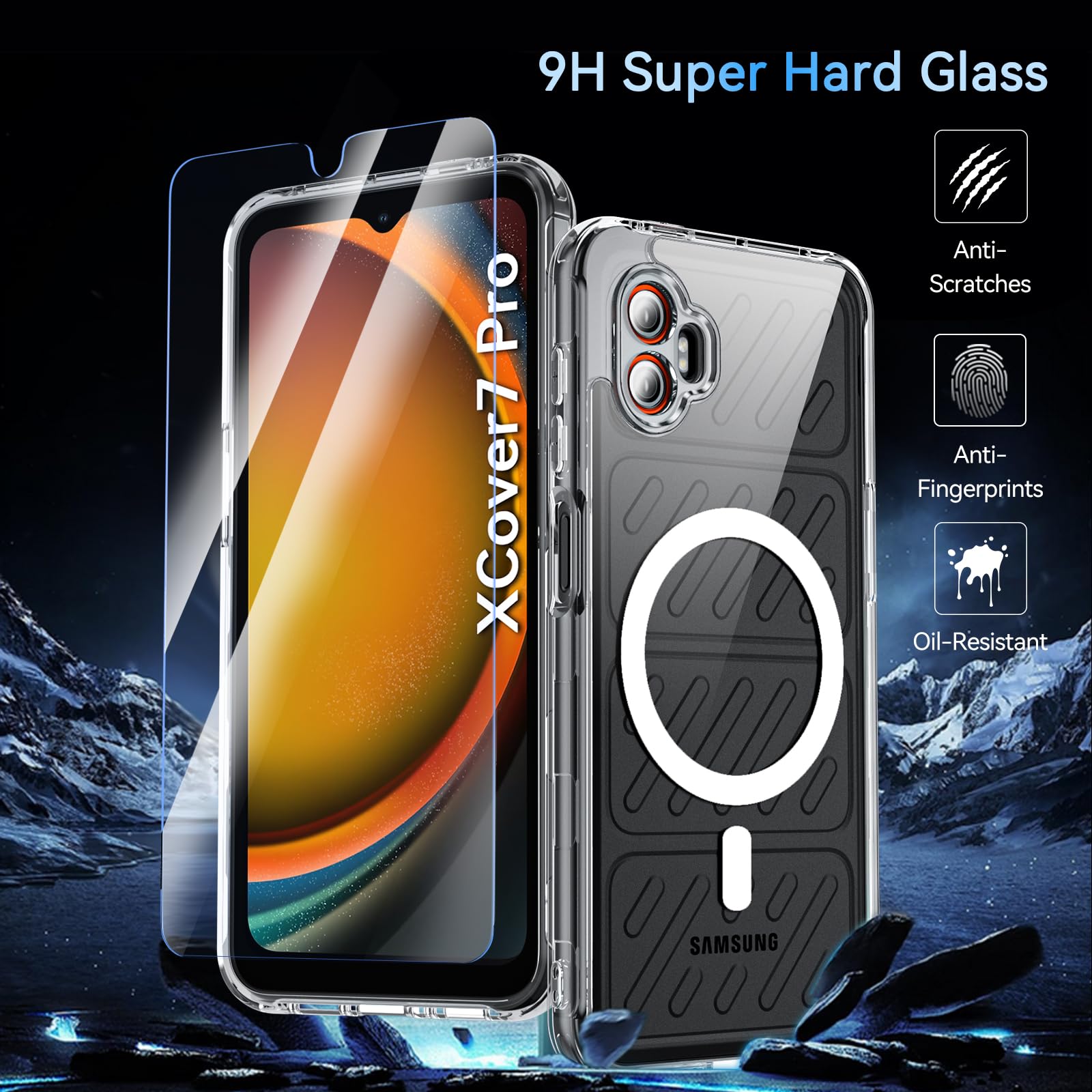 Fin2Feel For Samsung Galaxy Xcover 7 Pro Case, Magnetic With Screen Protector, [Military Grade Protection] Shockproof Protective