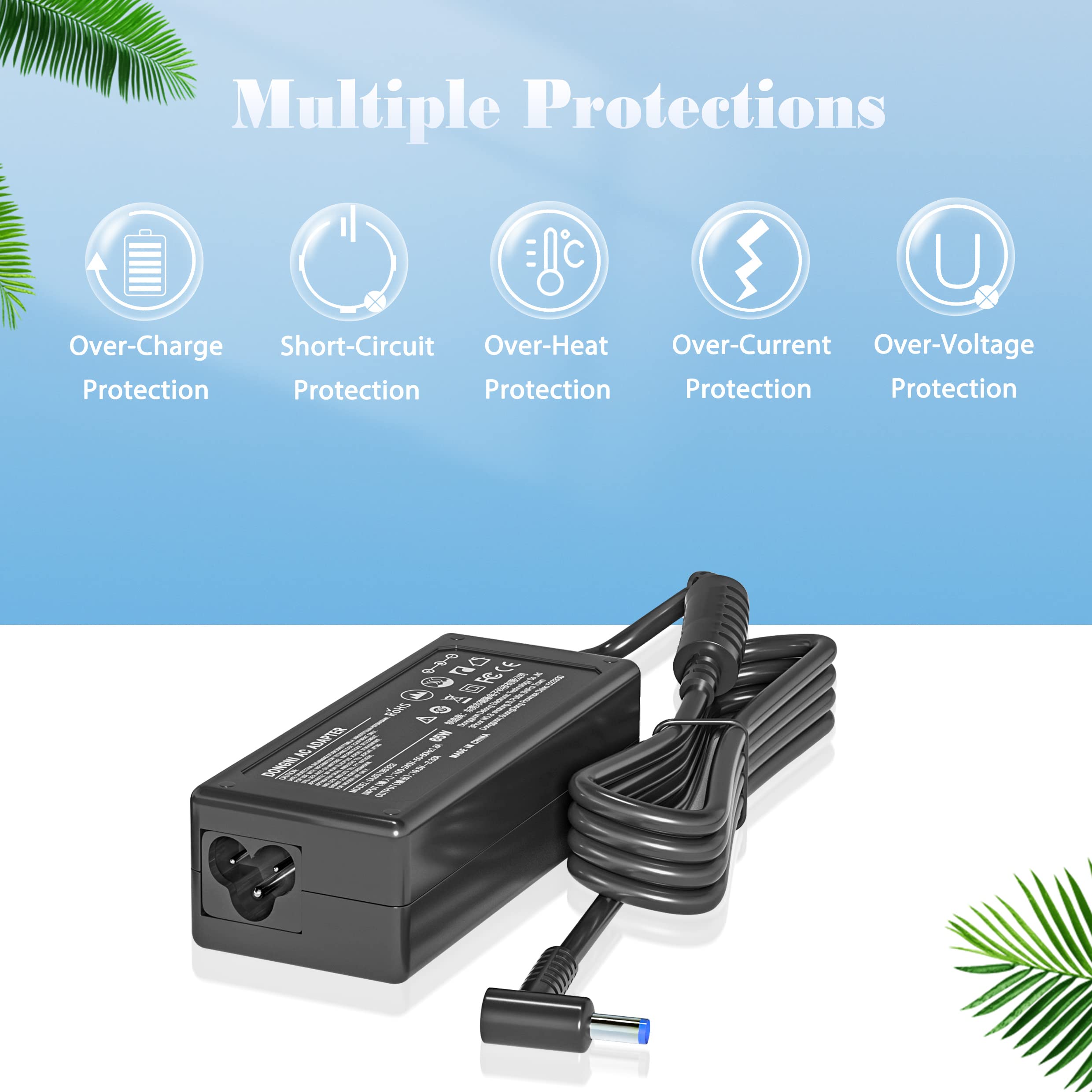 65W 19.5V 3.33A Ac Adapter For Hp Pavilion X360 11 13 15, Zbook 14U G4 G5 15U 15 G3, 15 F111Dx 15 F211Wm 15 F233Wm 15 F278Nr 15