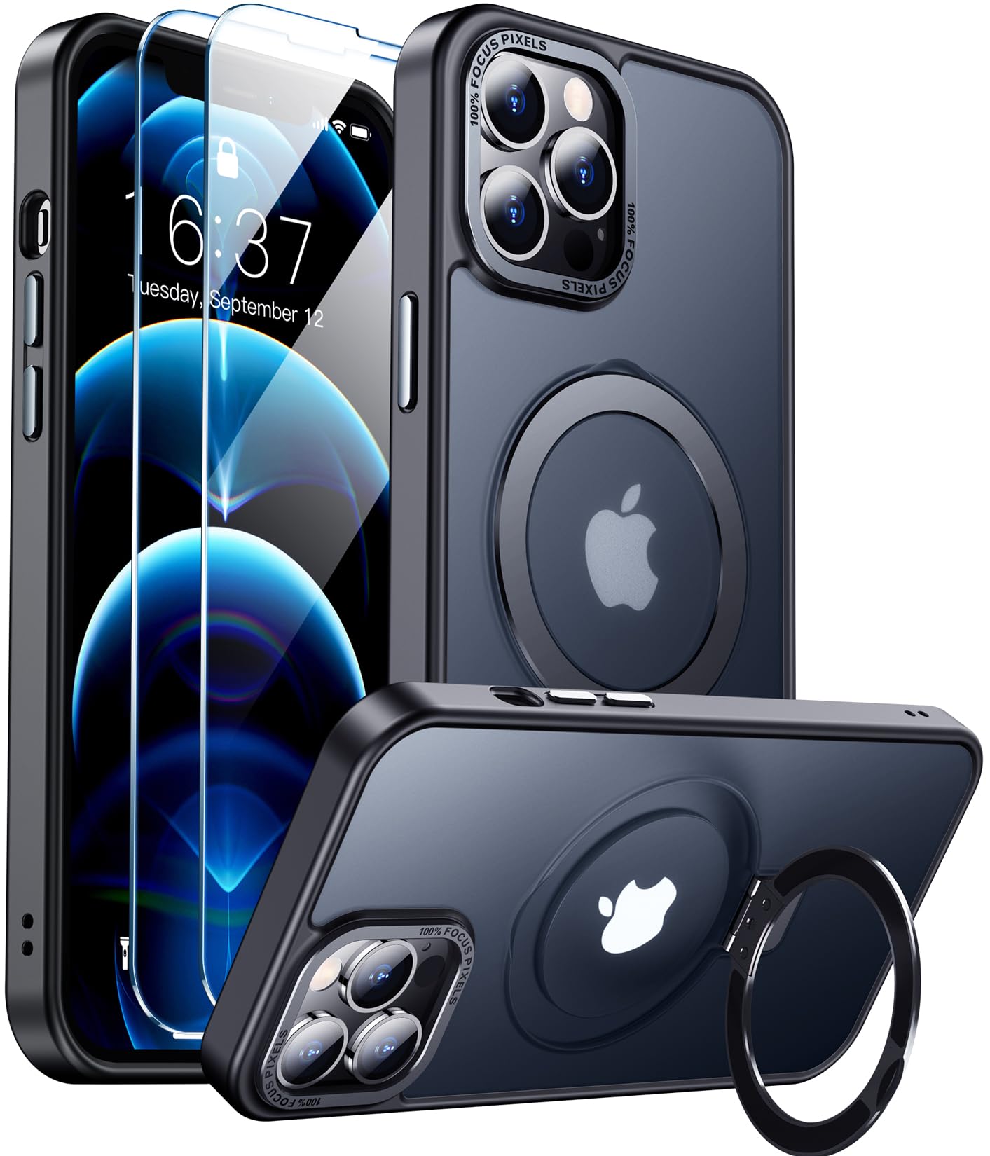 Red2Fire Magnetic Invisible Stand Designed For Iphone 12 Pro Max Case, [Compatible With Magsafe] [Translucent Matte] [Military G