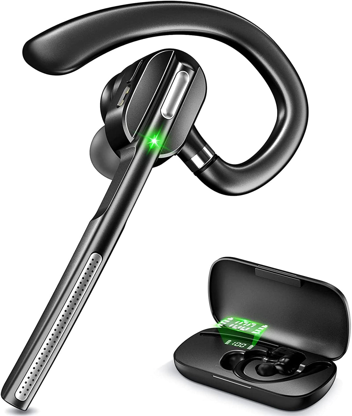 Dechoyecho Bluetooth Headset V5.1, Wireless Headset With Battery Display Charging Case, Bluetooth Earpiece With Noise Canceling
