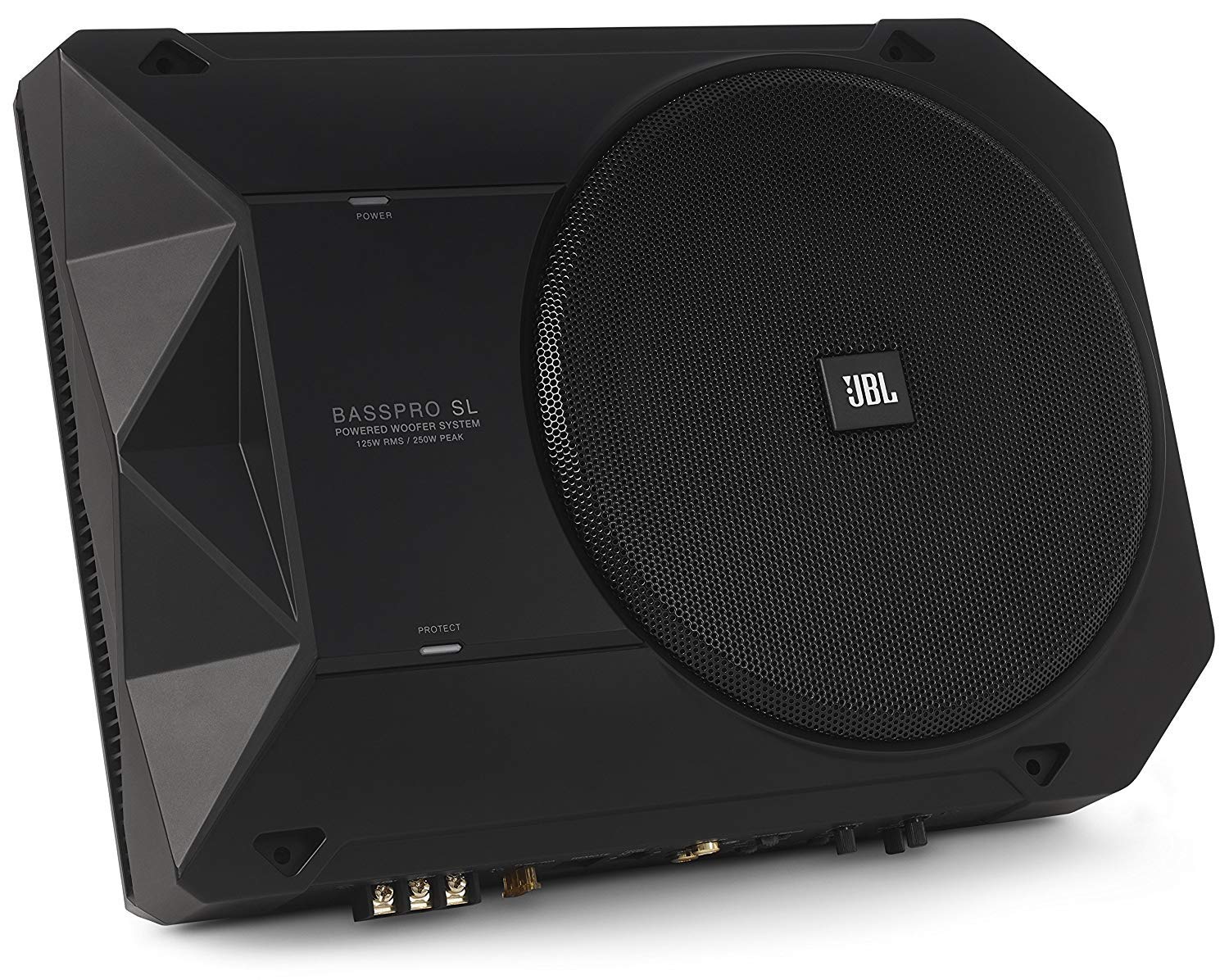 JBL BassPro SL 8-inch 125W RMS Powered Under-Seat Compact Subwoofer Enclosure System (250 watts RMS: 125 watts), Black