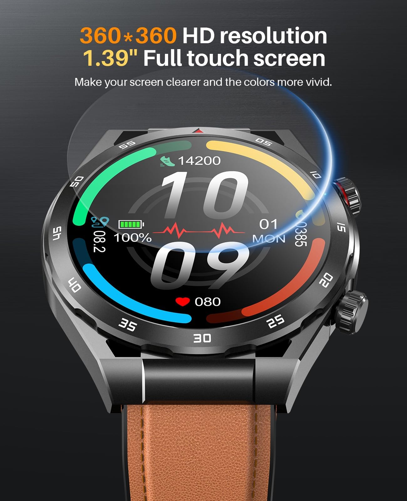 Smart Watch, Smart Watch With Bluetooth Call, Fitness Watch With/Hr/Sleep, 1.39 '' Smartwatch For Men Women, Ip67 Waterproof For