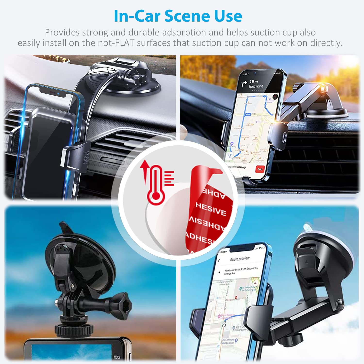 Azxyi Very High Bond Sticky Adhesive, 6 Pack Dashboard Pad Mounting Disk Adhesive Replacement Kit, Double Sided Stickers For Suction Cup Dashboard Phone Holder & Windshield Car Mount