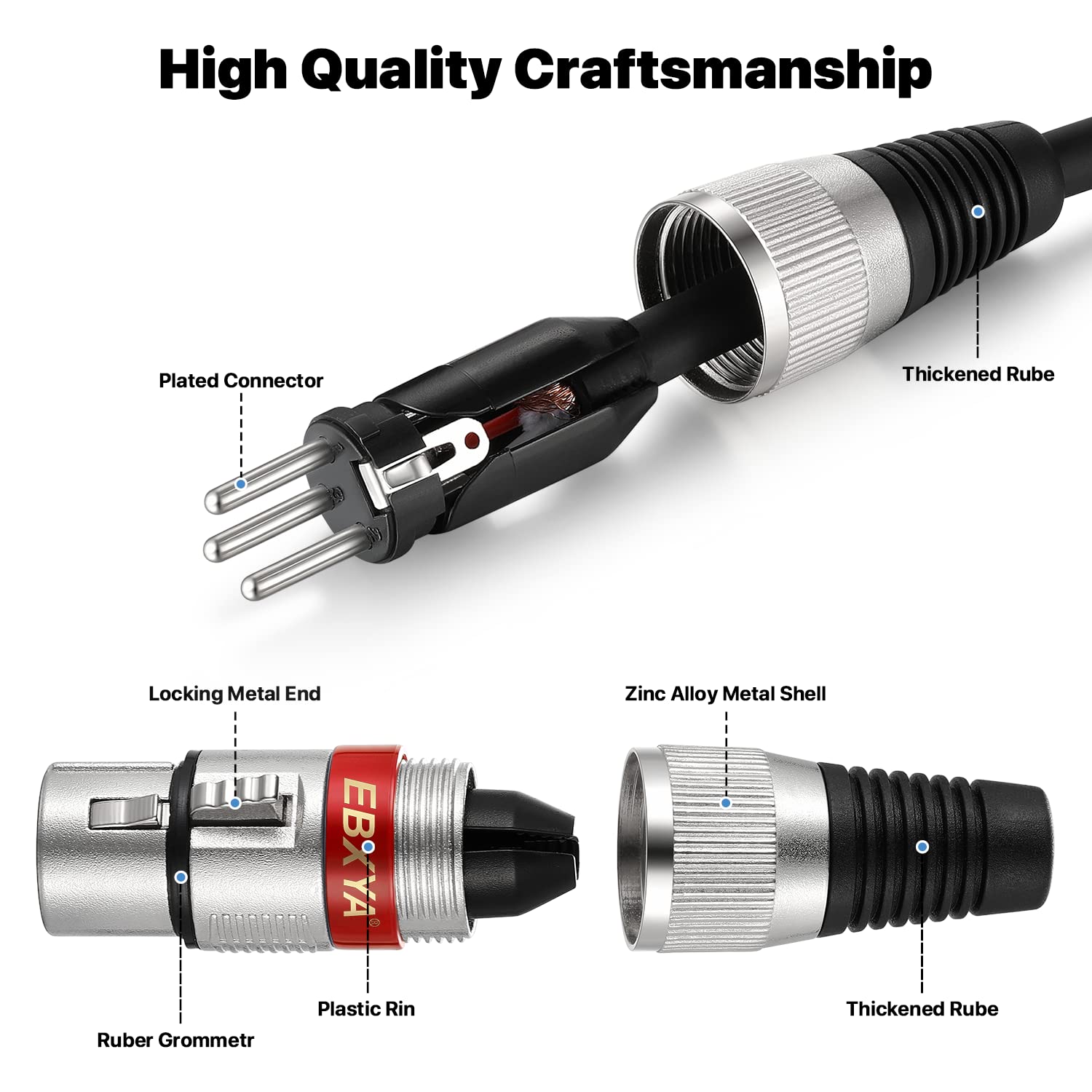 Ebxya Xlr Cables 100Ft 2 Pack   Mic Cables Balanced Dmx Cable Male To Female Suitable For Microphones, Radio Station, Stage Ligh