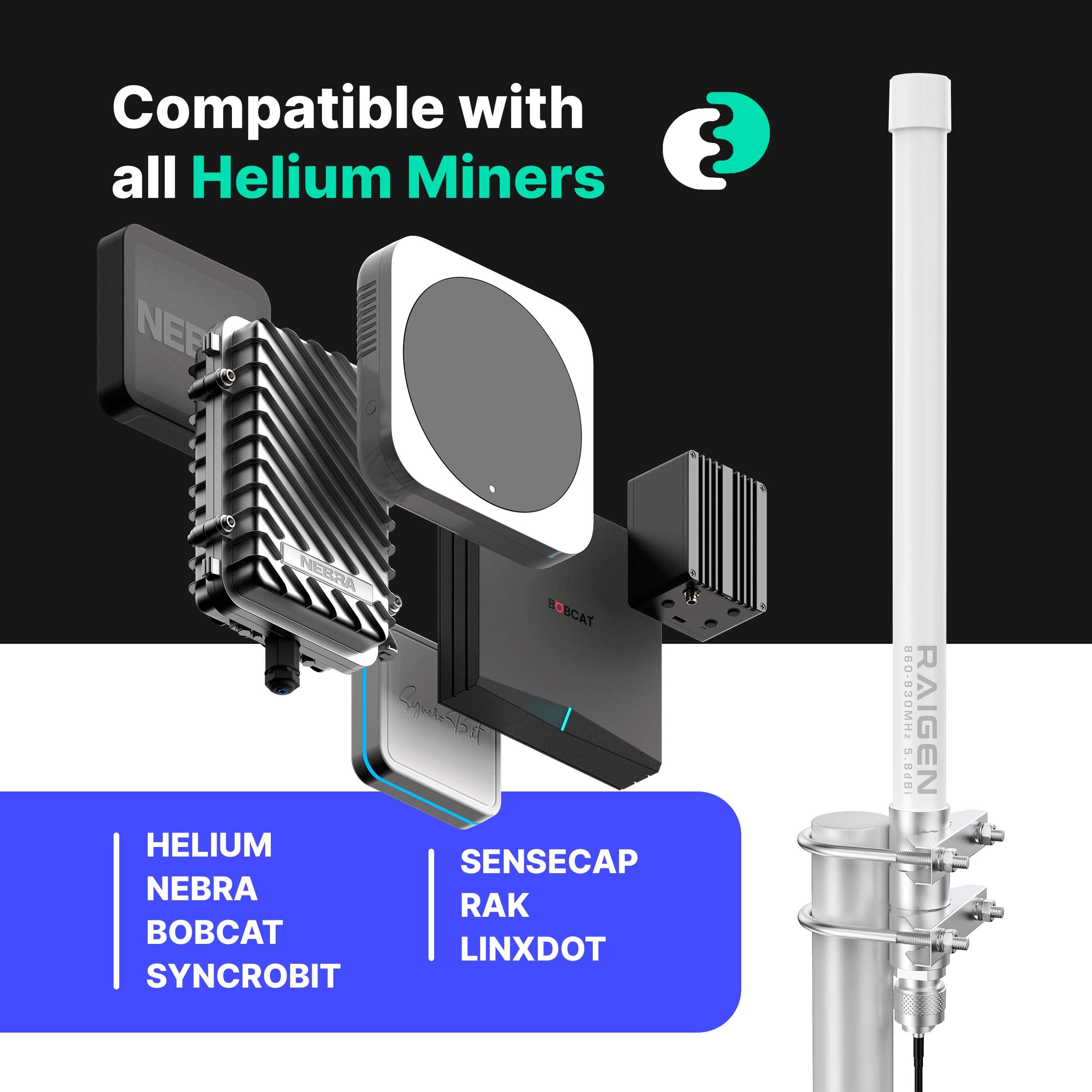 Raigen Raigen 3 Dbi Antenna Lora 915 Mhz Indoor W/Updated Raigen 400 Low Loss ...