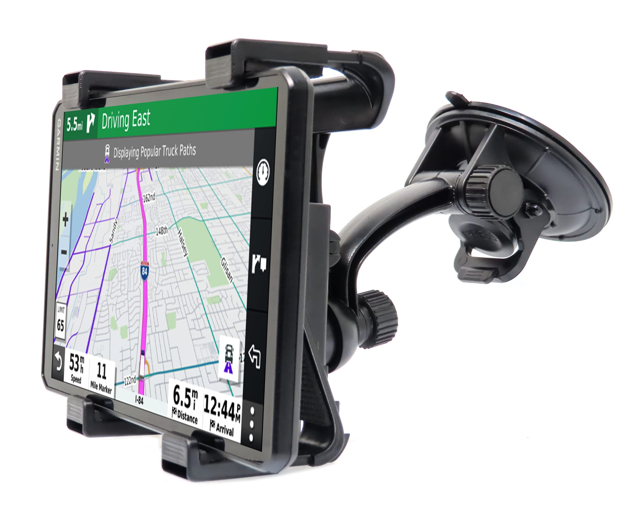 Ramtech Adjustable Car Windshield Mount For Tablets, Black, 360 Rotating