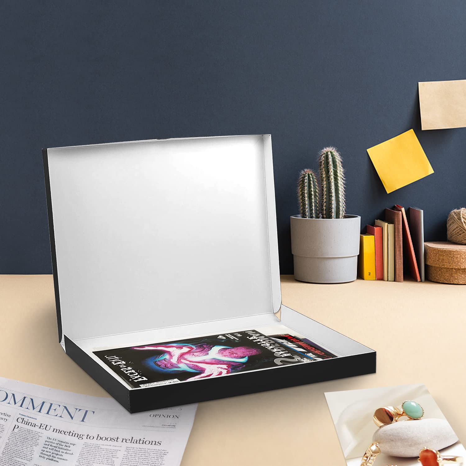 Lineco 16X20 Black Clamshell Archival Folio Storage Box, 1.75' Deep. Acid Free With Metal Edge. Preserves Picture Longevity, Organize Photos Or Documents, Crafts, Diy