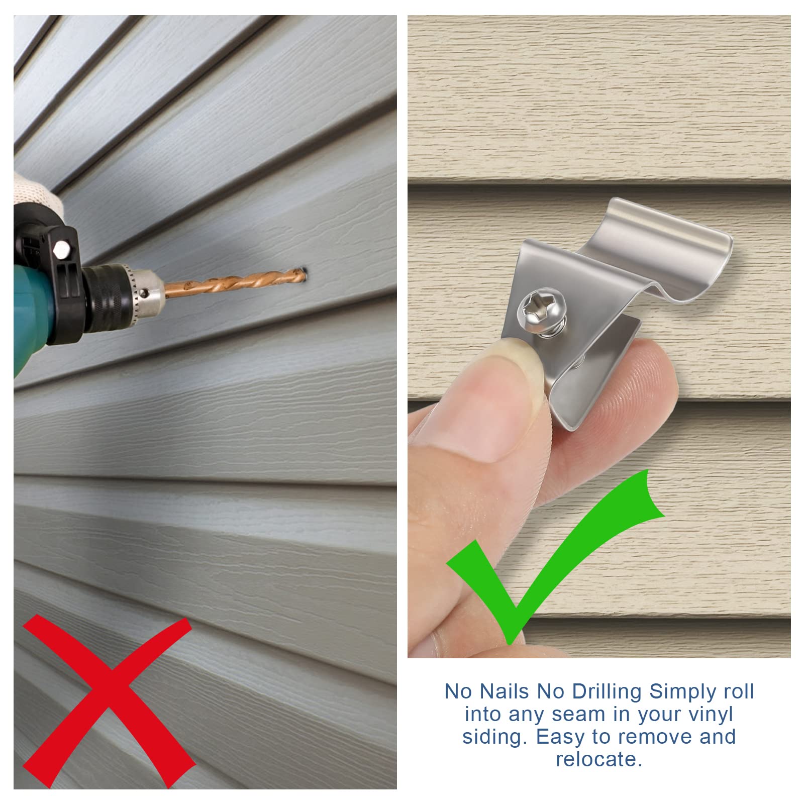 (10 Pack) Blink Outdor Camera Mount Vinyl Siding Clips Hooks,No Hole Needed Outdoor Siding Hanger For Mounting Wyze Cam/Ring/Arl