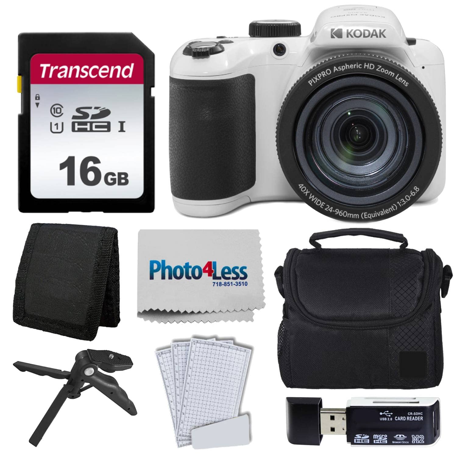 Kodak Pixpro Az405 Digital Camera (White), 16Gb Memory Card, Camera Case, Accessories   Ultimate Bundle