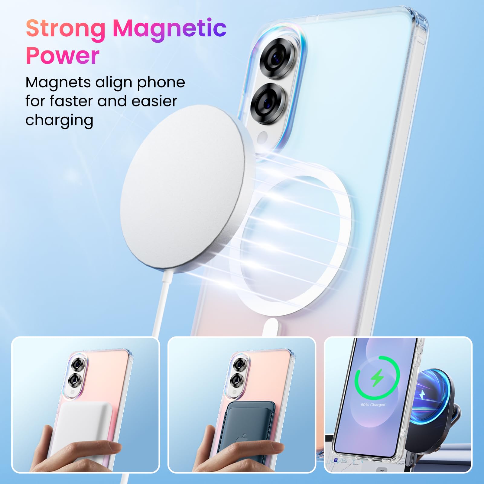 Ornarto For Samsung Galaxy S25 Edge Case, Compatible With Magsafe, Slim Shockproof Holographic Iridescent Phone Case, Gradient R