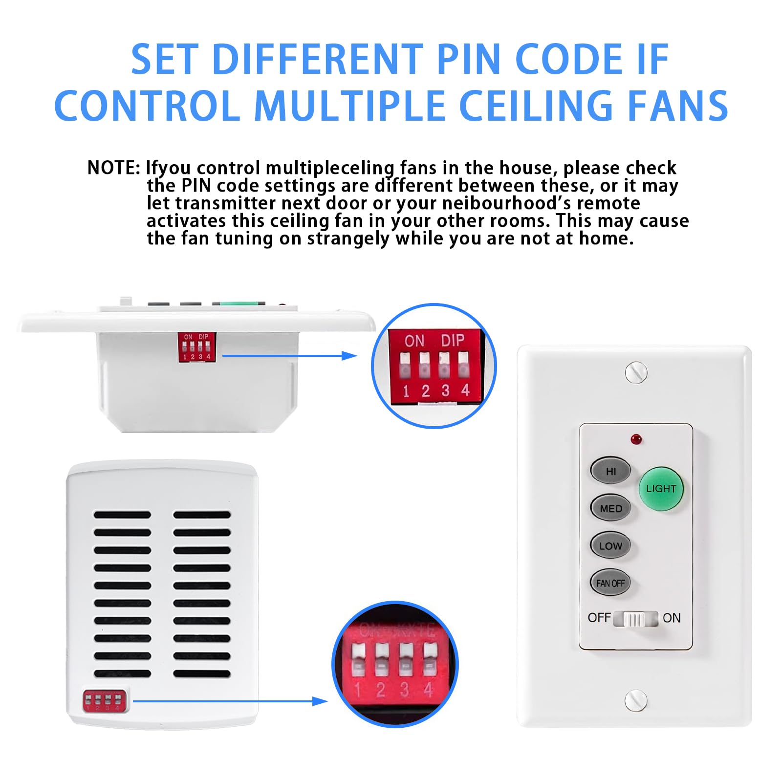 Greenbell Ceiling Fan Remote Control Kit, Universal Ceiling Fan Remote Control Uc9050T, Uc9050T Ceiling Fan Wall Remote Control