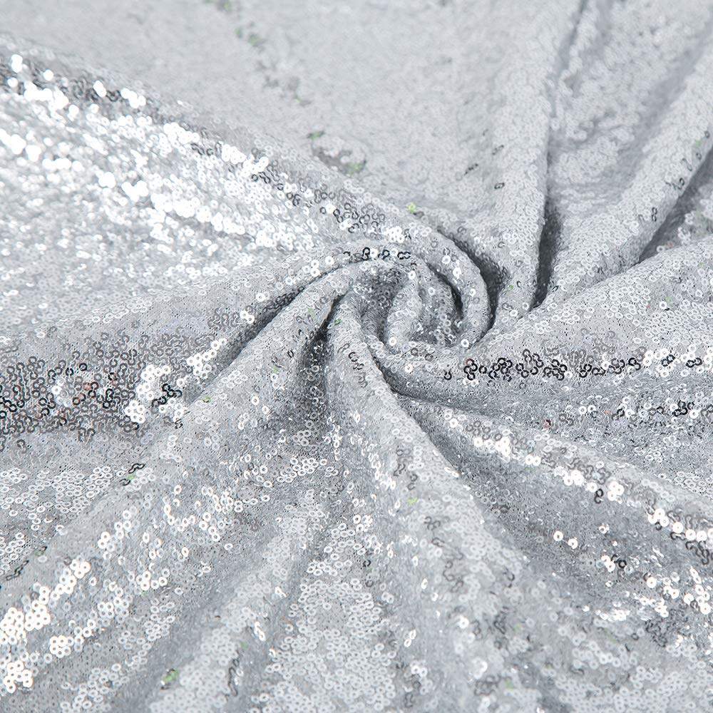 Jyflzq Silver Sequin Backdrop Curtains 6Ft X 8Ft 1 Panel Glitter Photo Booth Backdrops Sparkly Photography Background Drapes For