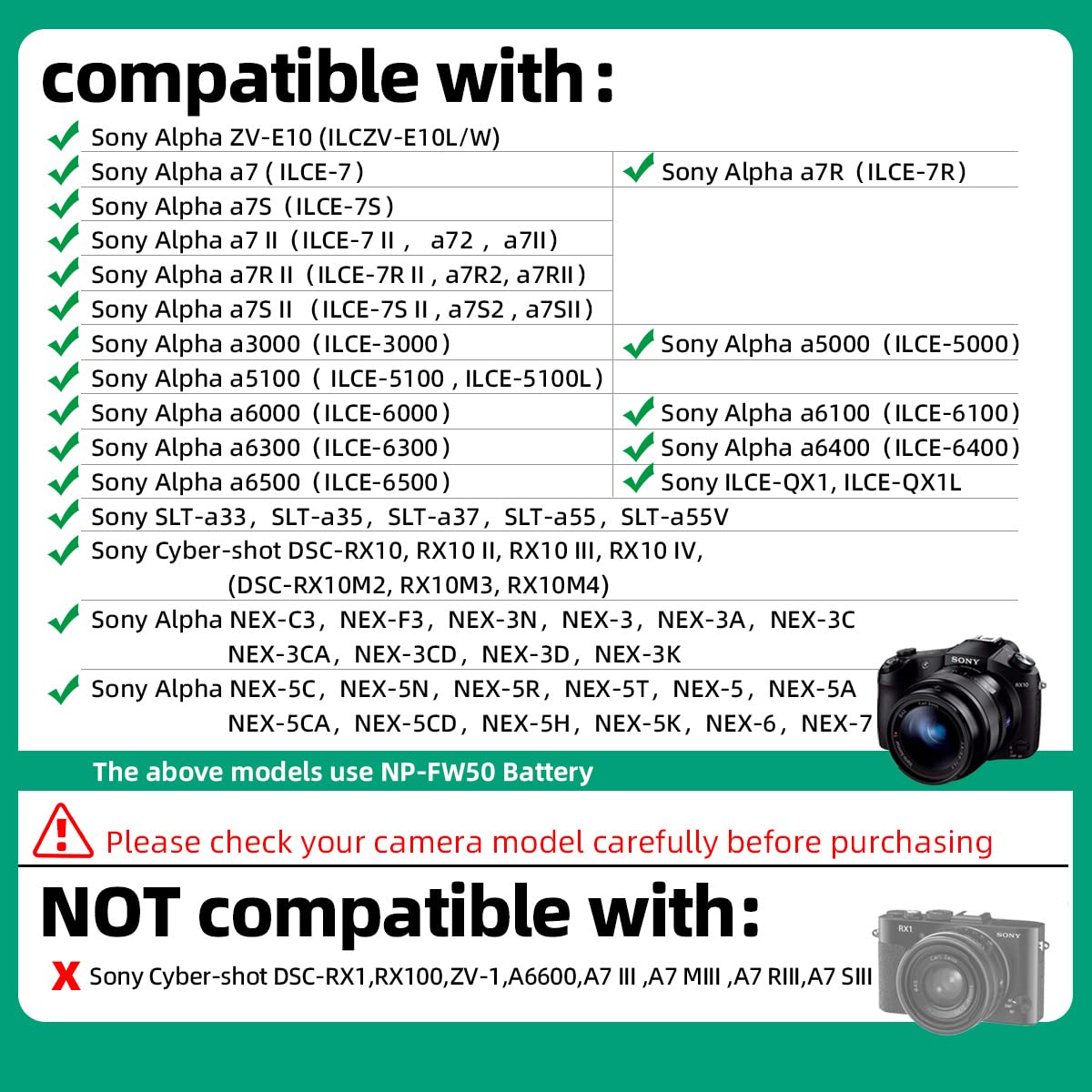 Ronfen Np Fw50 Dummy Battery Dc Coupler Usb C Cable Pd Adapter Kit Replace Ac Pw20 Ac Power Adapter For Cameras Sony Alpha Zv E1