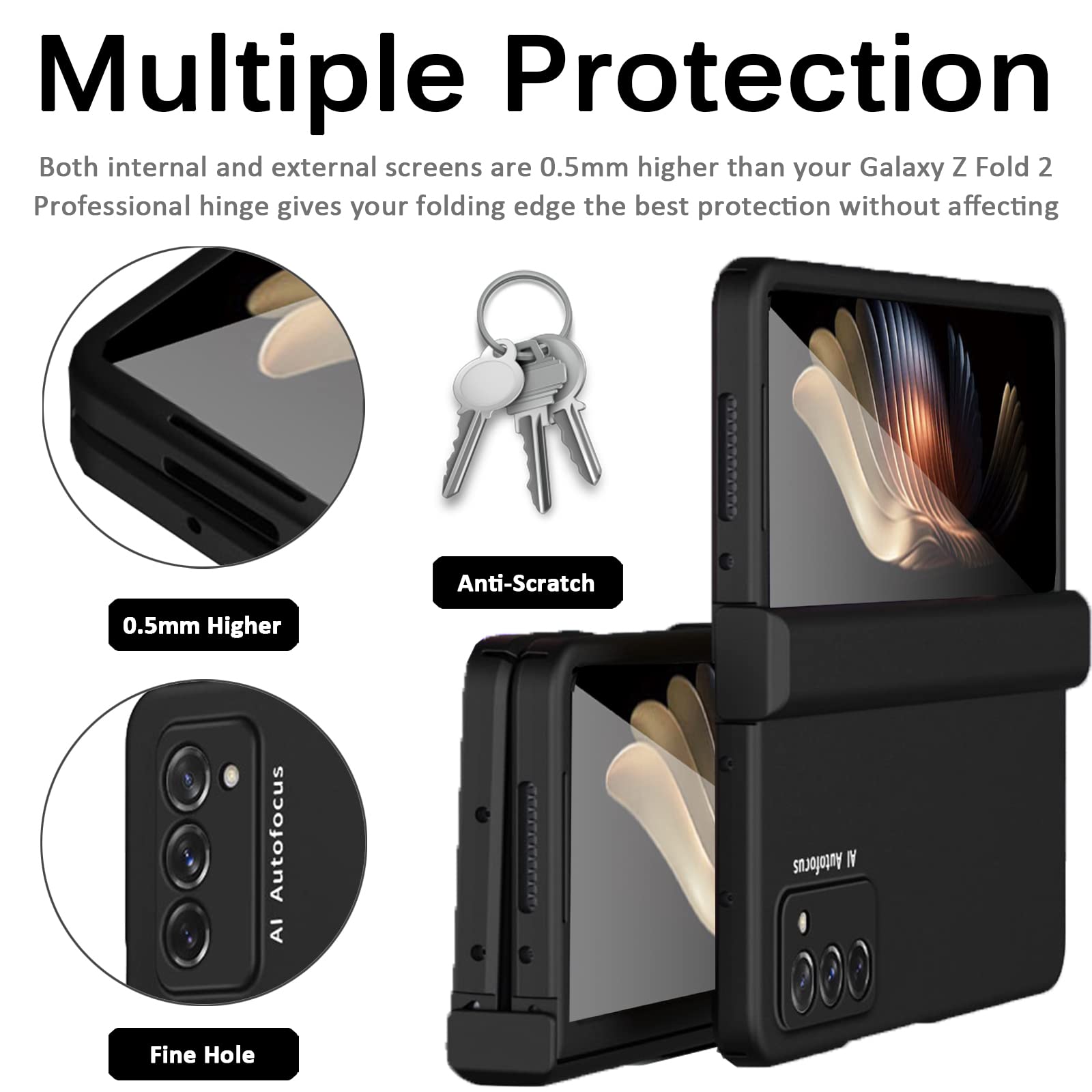 Miimall Compatible Samsung Galaxy Z Fold 2 Case With Hinge, Ultra Thin Hard Pc Bumper All Inclusive Anti Drop Free Folding Hinge