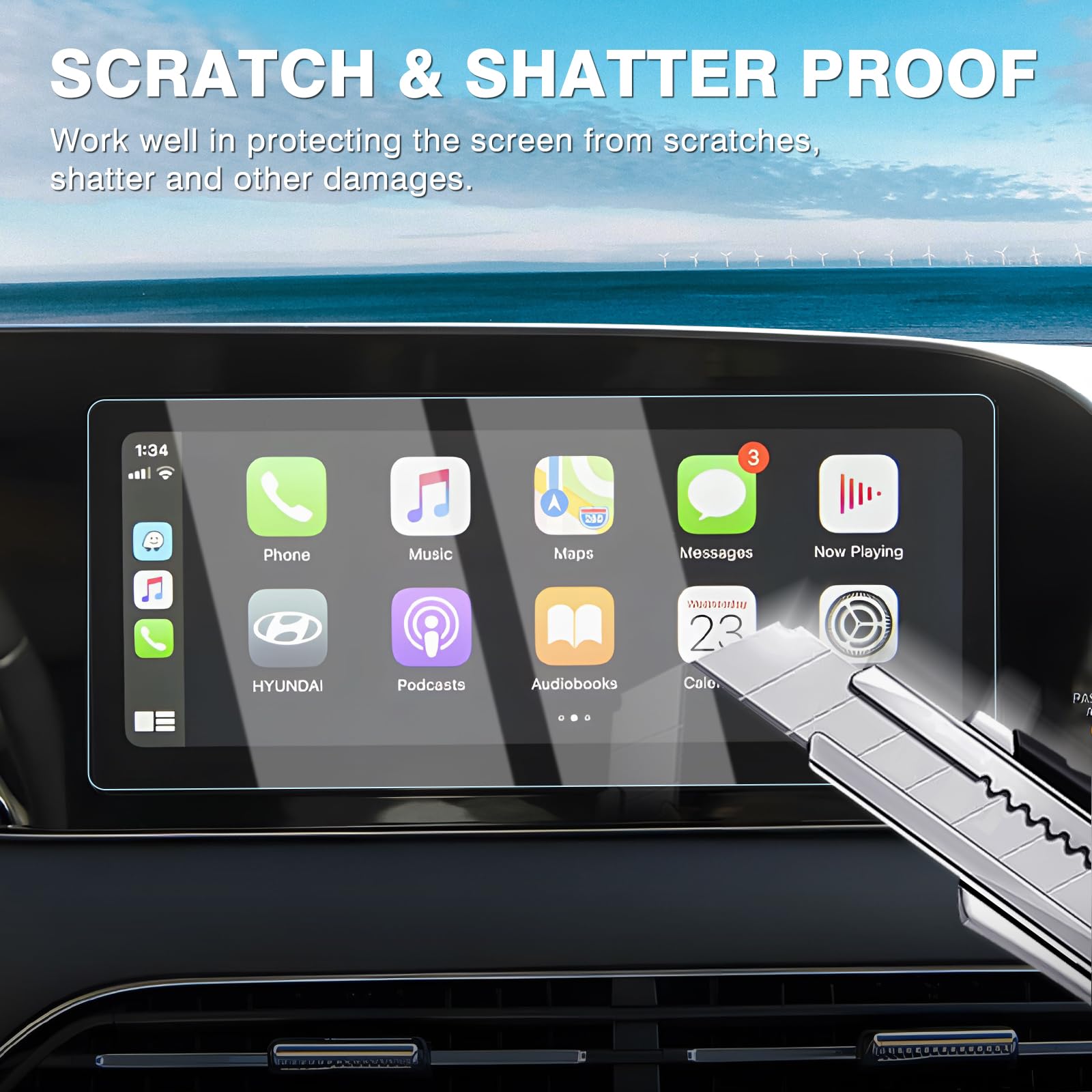 Karltys 2 Pack 10.25 Inch Screen Protector For Hyundai Palisade 2020 2021 2022, Palisade Touchscreen Tempered Glass Protector Ul