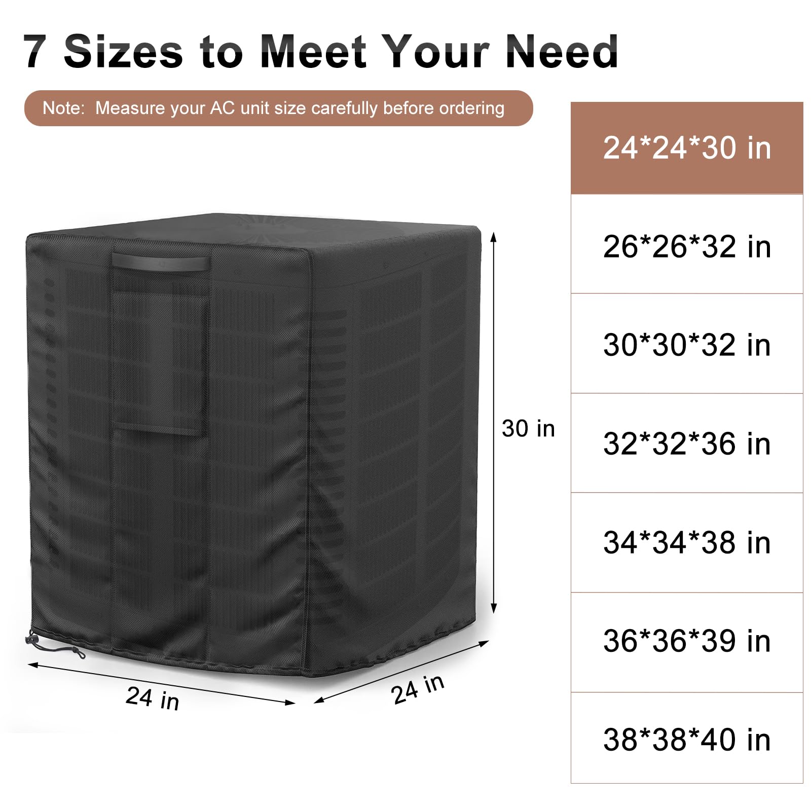 Mrrihand Central Air Conditioner Cover For Outside Units Waterproof Heavy Duty Ac Unit For Outdoor Large Ac Cover For Winter (24