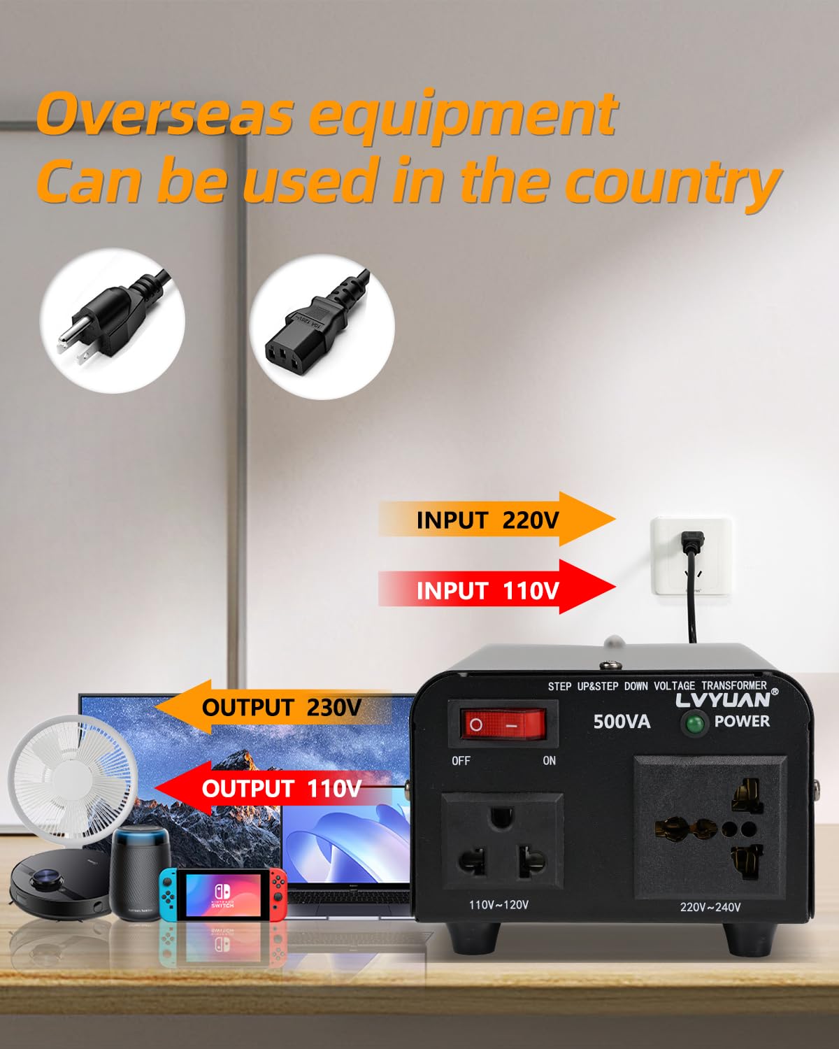 Lvyuan Voltage Transformer Converter 500 Watt Step Up/Down Convert From 110 120 Volt To 220 240 Volt And From 220 240 Volt To 11
