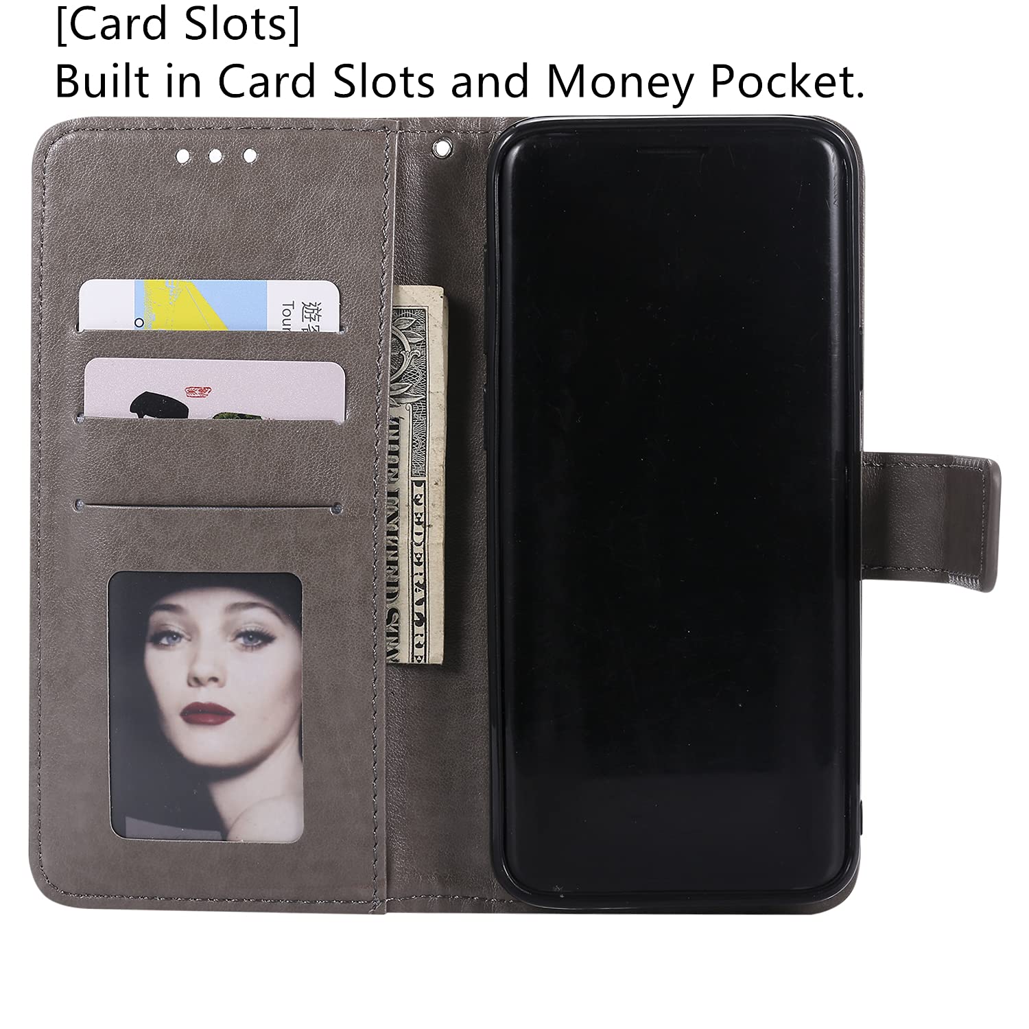 Eyzutak Mandala Phone Cover For Samsung Galaxy S9 Plus, Ultra Slim Flip Case With Card Slot Magnetic Closure Embossing Premium P