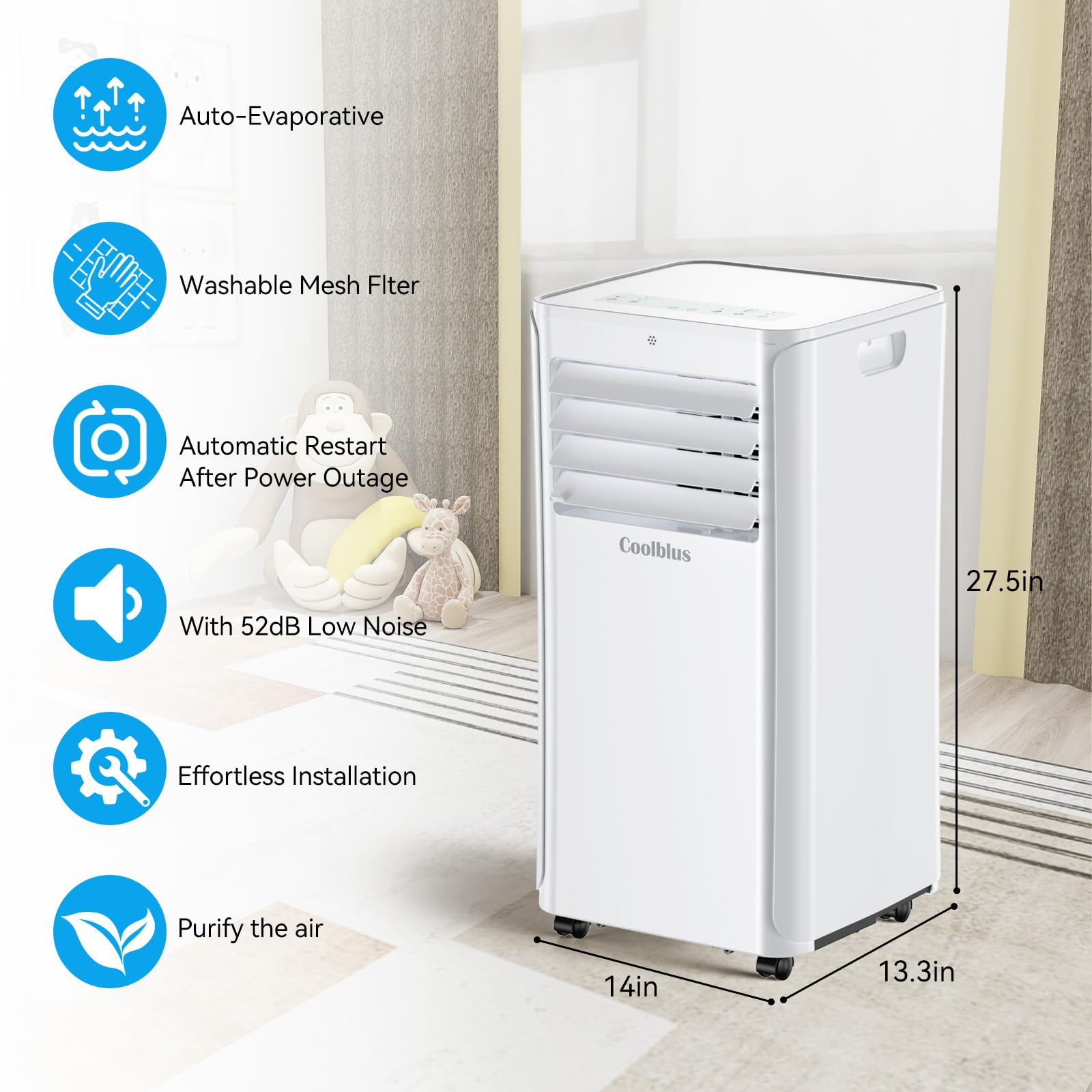 12000 Btu Portable Air Conditioners Cool Up To 550 Sq.Ft,3 In 1 Ac Unit With Remote Control/Led Display/Installation Kits & Scre