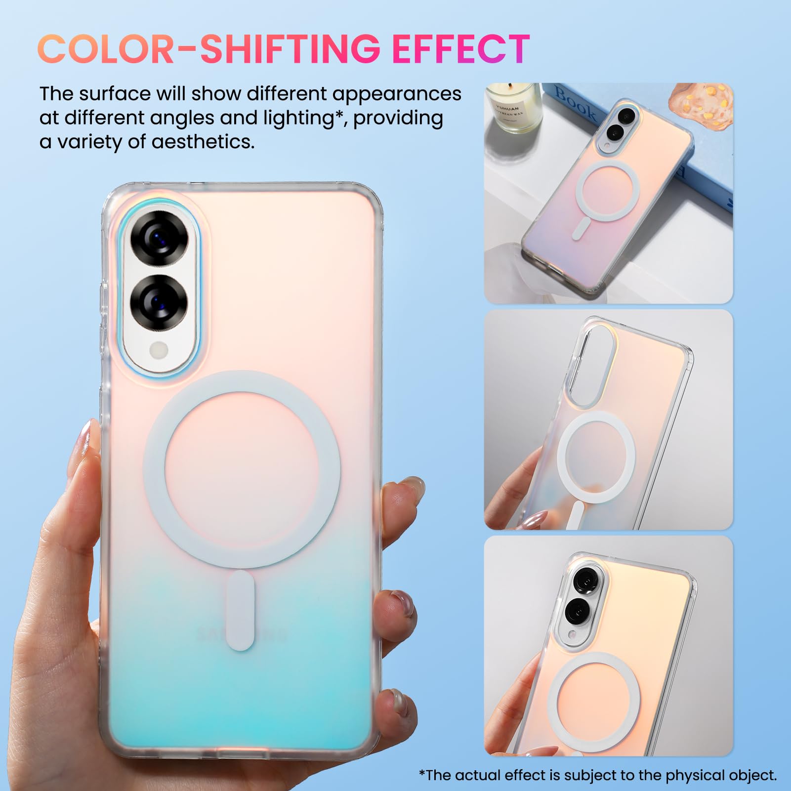 Ornarto For Samsung Galaxy S25 Edge Case, Compatible With Magsafe, Slim Shockproof Holographic Iridescent Phone Case, Gradient R