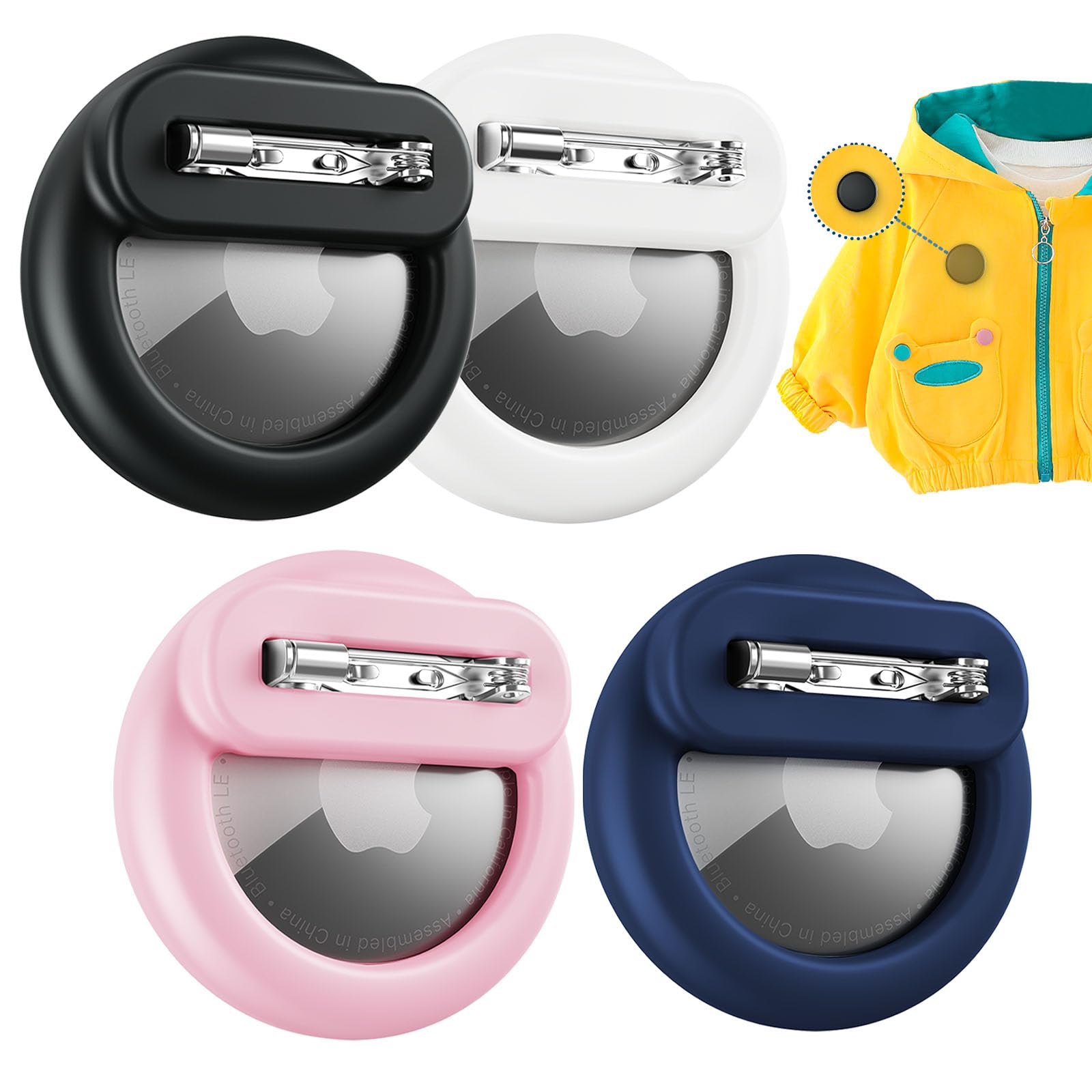 Apple Airtag Holder For Kids 4 Pack, Silicone Airtag Case With Safety Pins, Gps Tracker Case For Children, Elderly, Hidden Insid