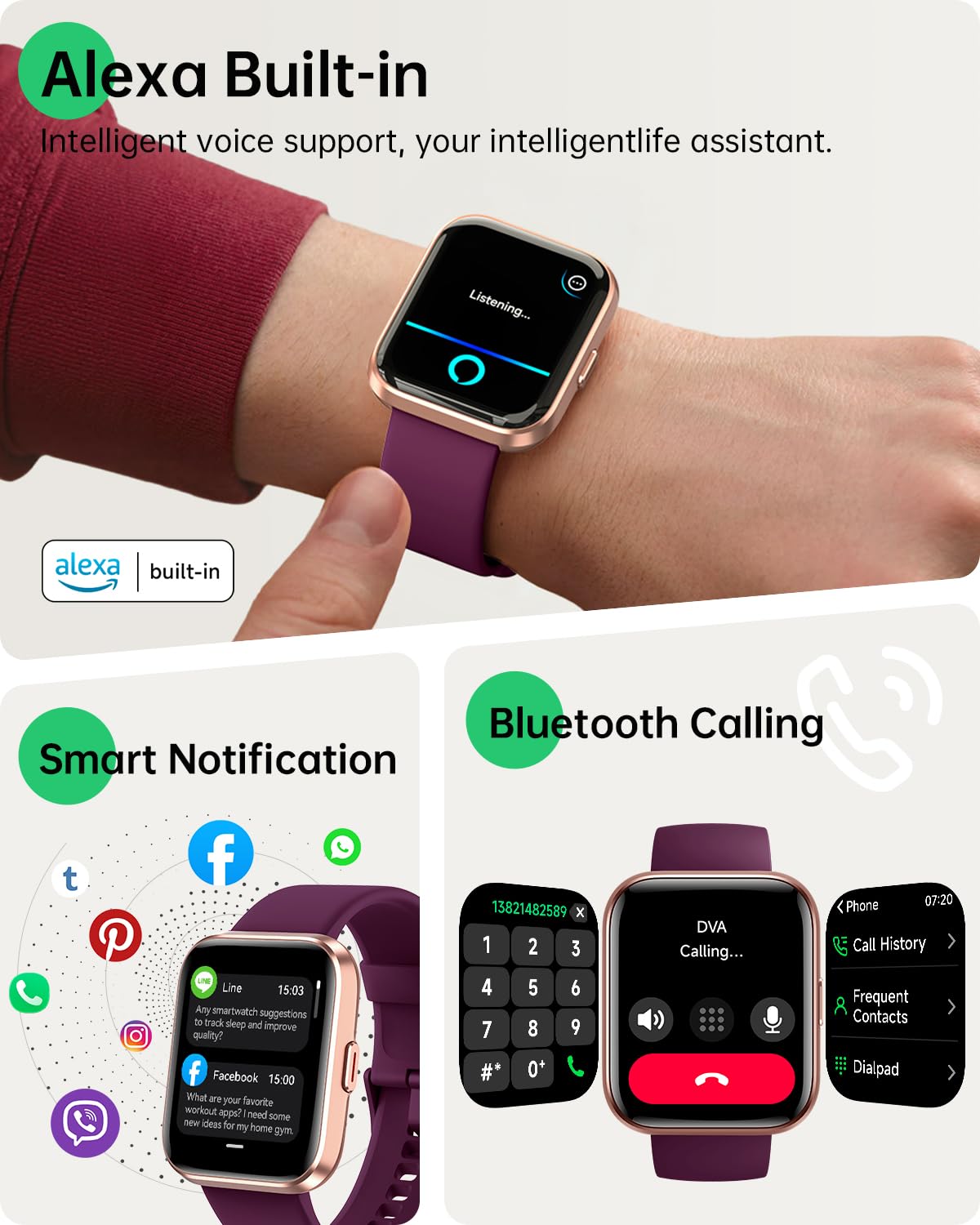 Smart Watches For Women And Men - Smart Watch Compatible For Iphone Android Phone,Alexa,Call & Notification Alerts,Heart Rate &