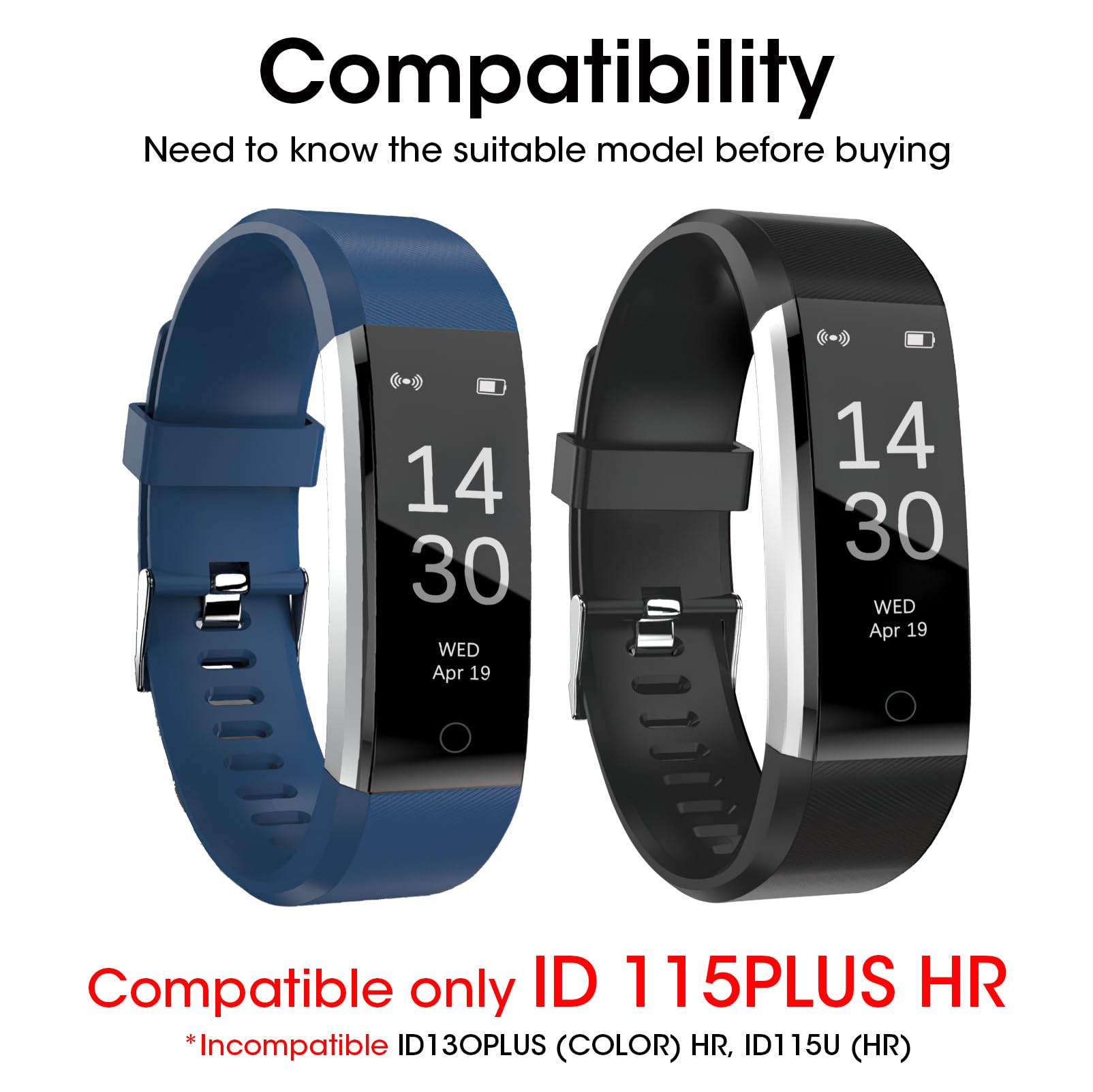 Hoeslaw 2 Pcs Watch Bands Replacement For Id115Plus Hr, Very Fit Pro Activity Fitness Tracker Wrist Bands Set, Multicolor Veryfi