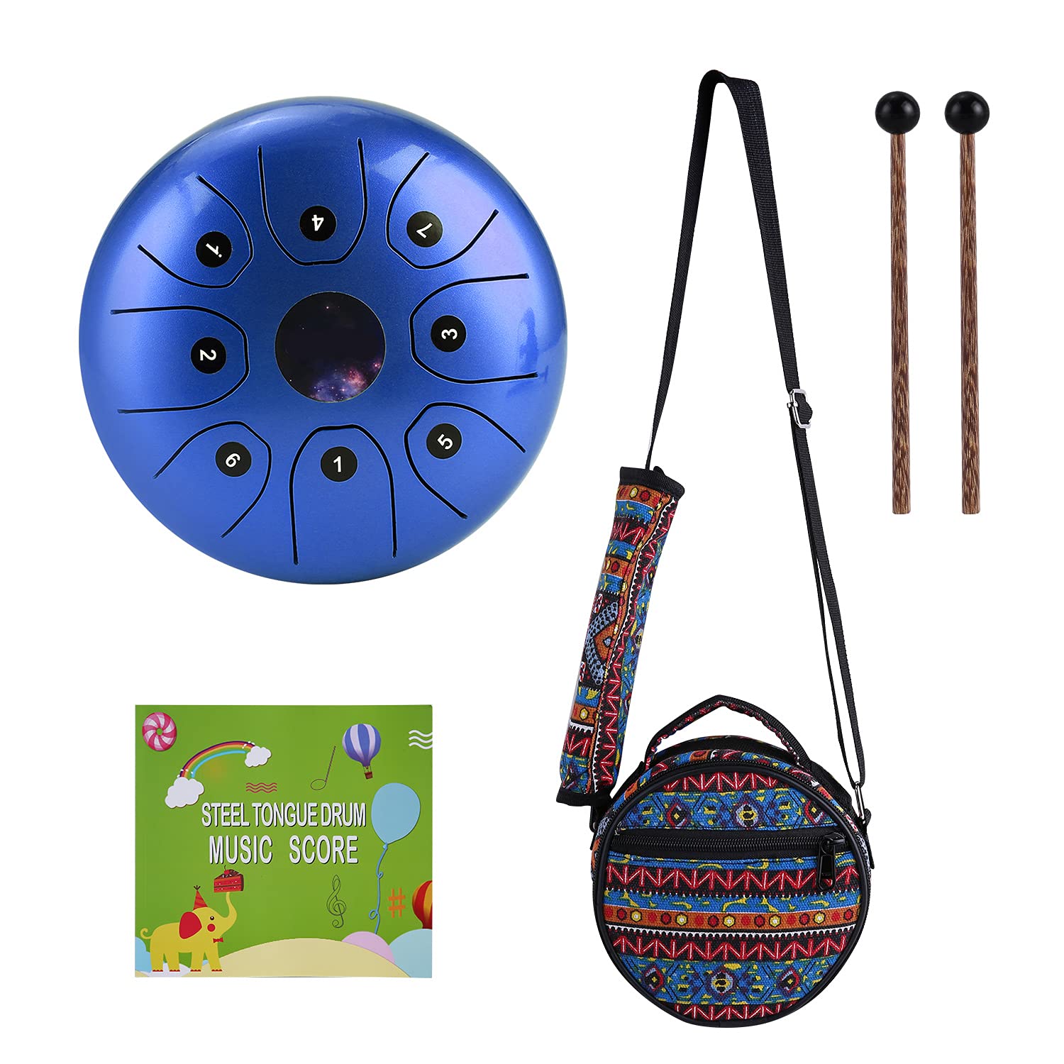 Belity 5.5 Inches Mini Steel Tongue Drum 8 Notes CKey Handpan Drum Steel Pocket Drum Percussion Instrument with Mallets Carry B