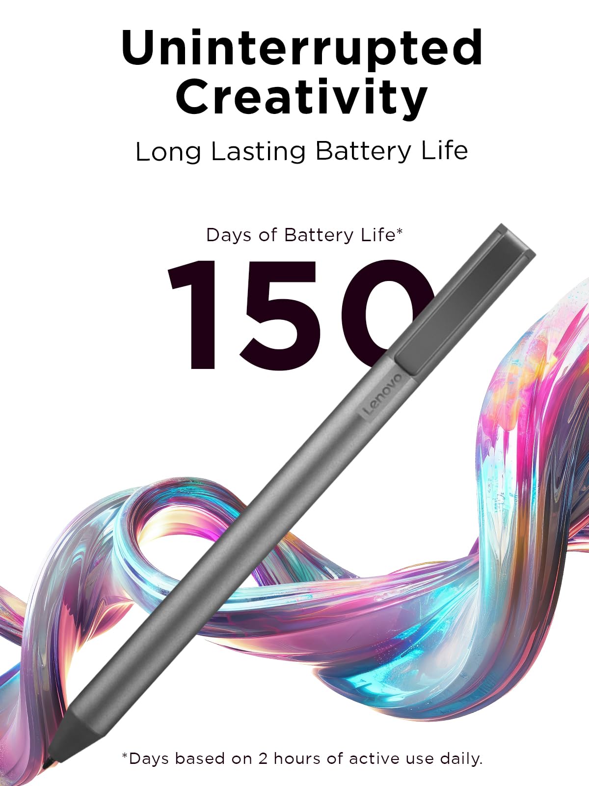 Lenovo Usi Stylus Pen, Chrome Os Support, 4,096 Levels Of Pressure Sensitivity, 150 Days Battery Life, Aaaa Battery, Works With