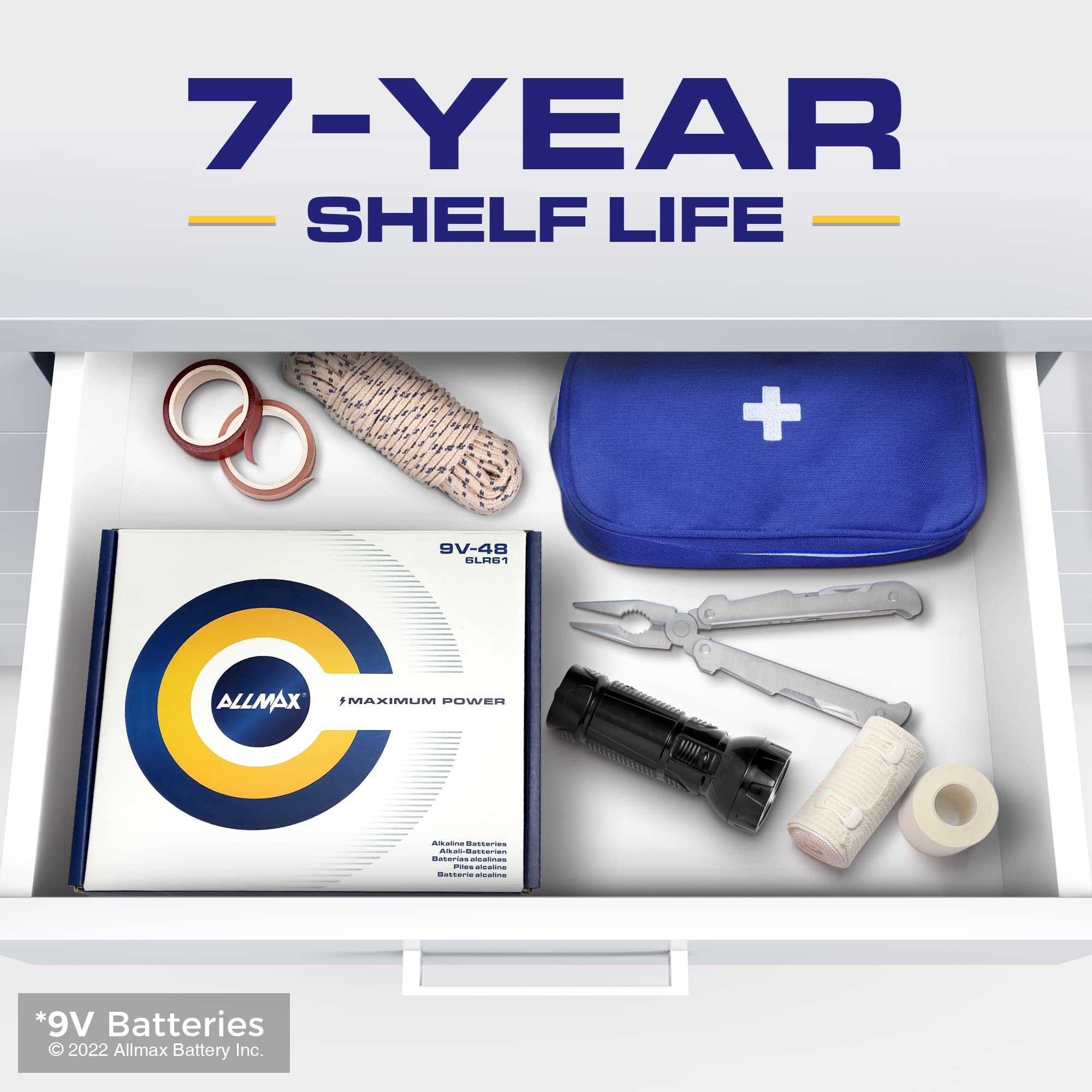 Allmax 9V Maximum Power Alkaline Batteries (48 Count)   Ultra Long Lasting, 7 Year Shelf Life, Leakproof Design, Superior Perfor