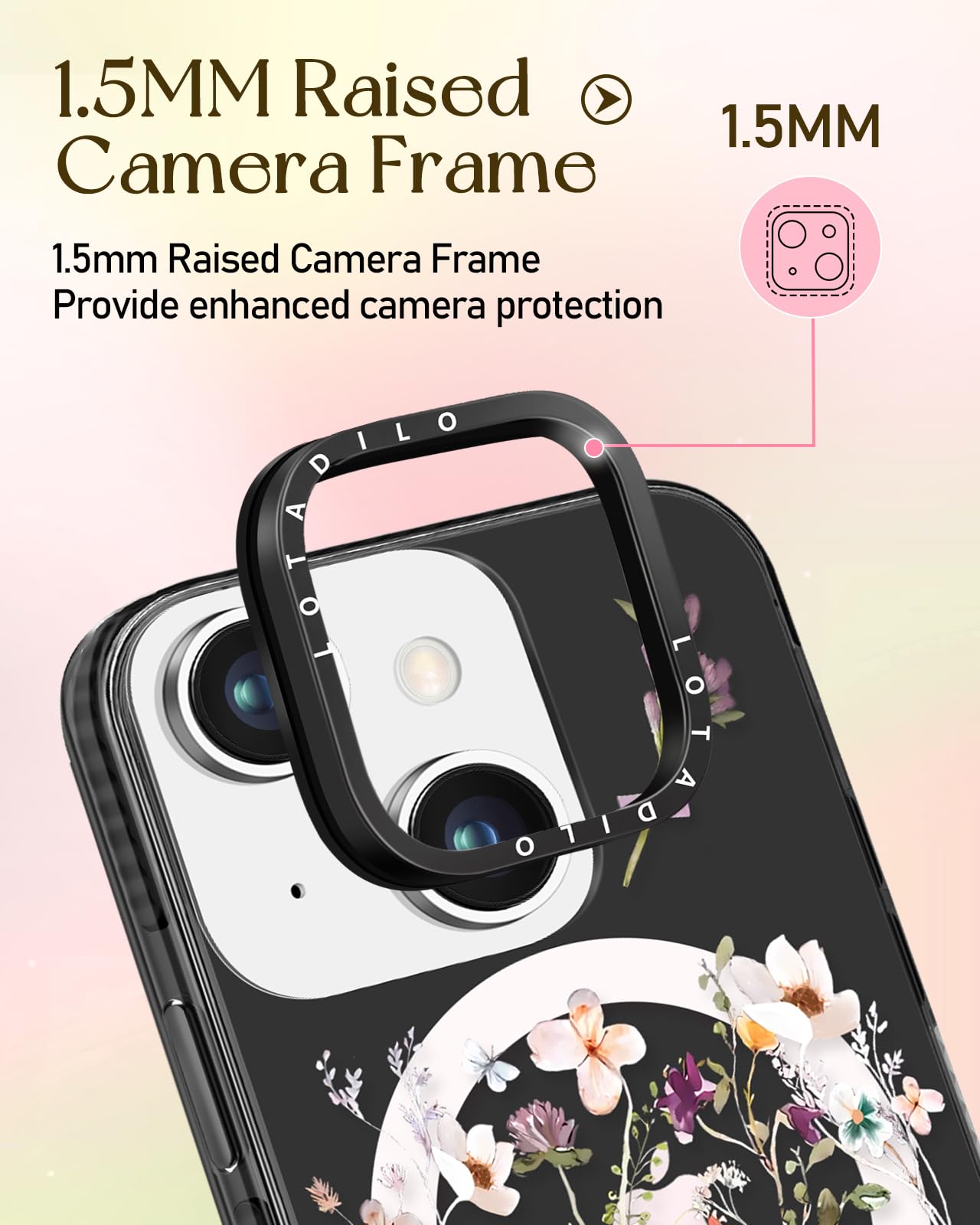 Lotadilo For Iphone 13 Case For Women Girls - Cute Design Compatible With Magsafe Magnetic Ring Holder Stand Foral Flower Aesthe
