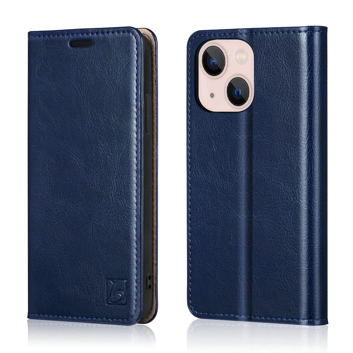 Belemay Case For Iphone 14 Wallet Case Protective Genuine Leather Flip Phone Case Rfid Blocking Card Holders Shockproof Tpu Shel