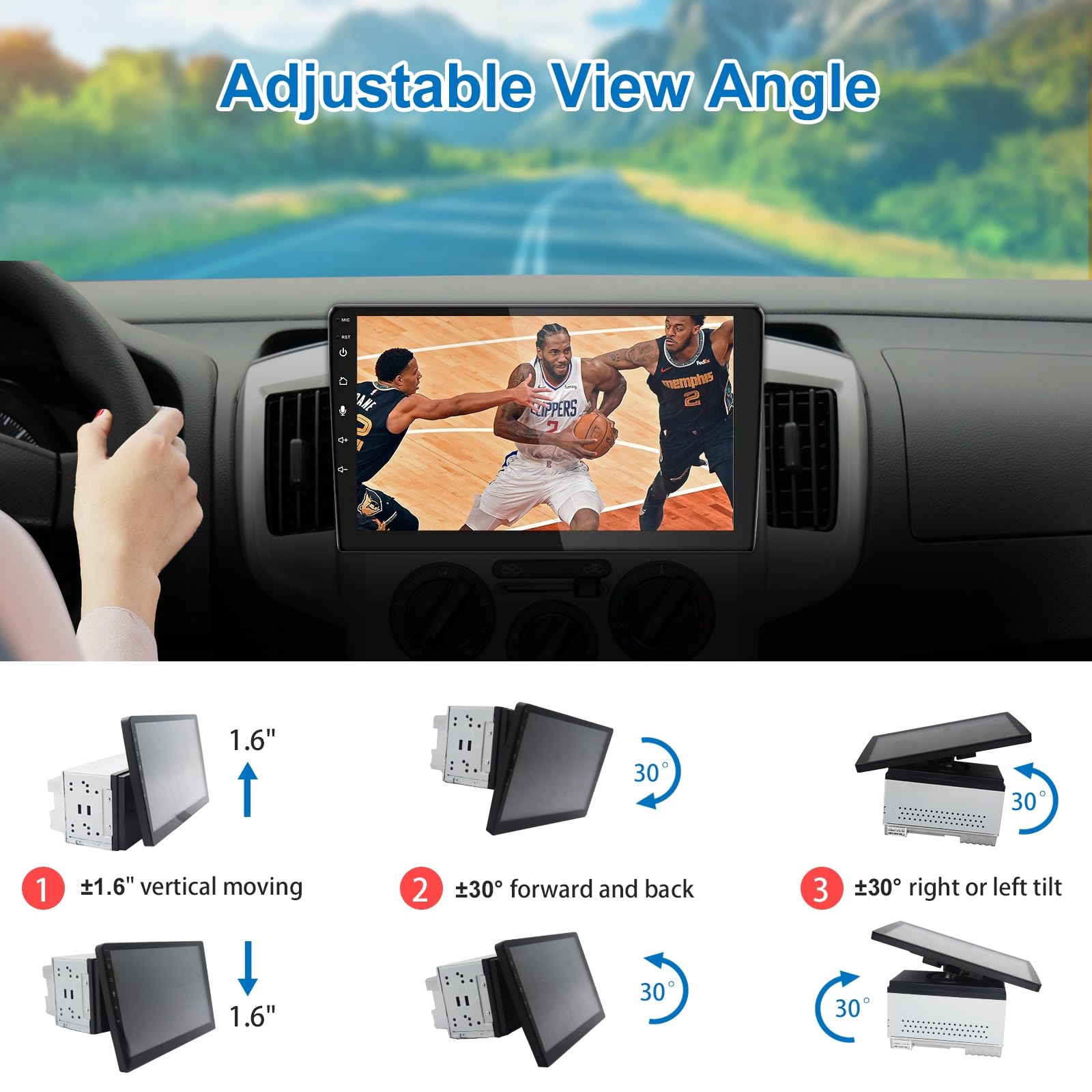 10 Inch Double Din Touchscreen Car Stereo   Detachable Floating Qled Car Radio With Apple Wireless Carplay, Android Auto, Blueto