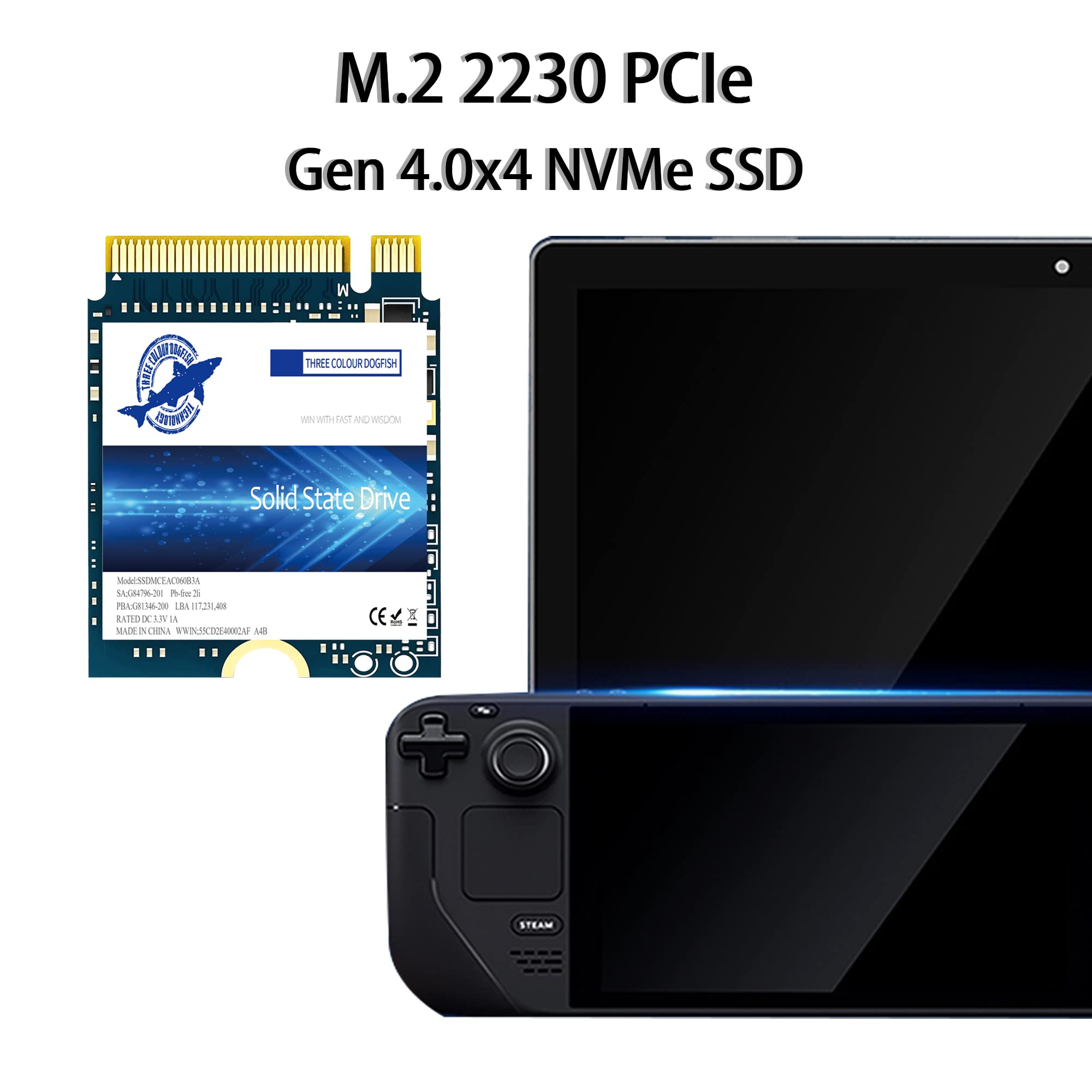Dogfish Ssd M.2 2230 Nvme Pcie 4.0 512Gb 3D Tlc Nand Gaming Unit?A Stato Solido Interna Per Steam Deck Ps5 Surface Pro Laptop Desktop (M.2 2230 Nvme 4.0, 512 Gb)