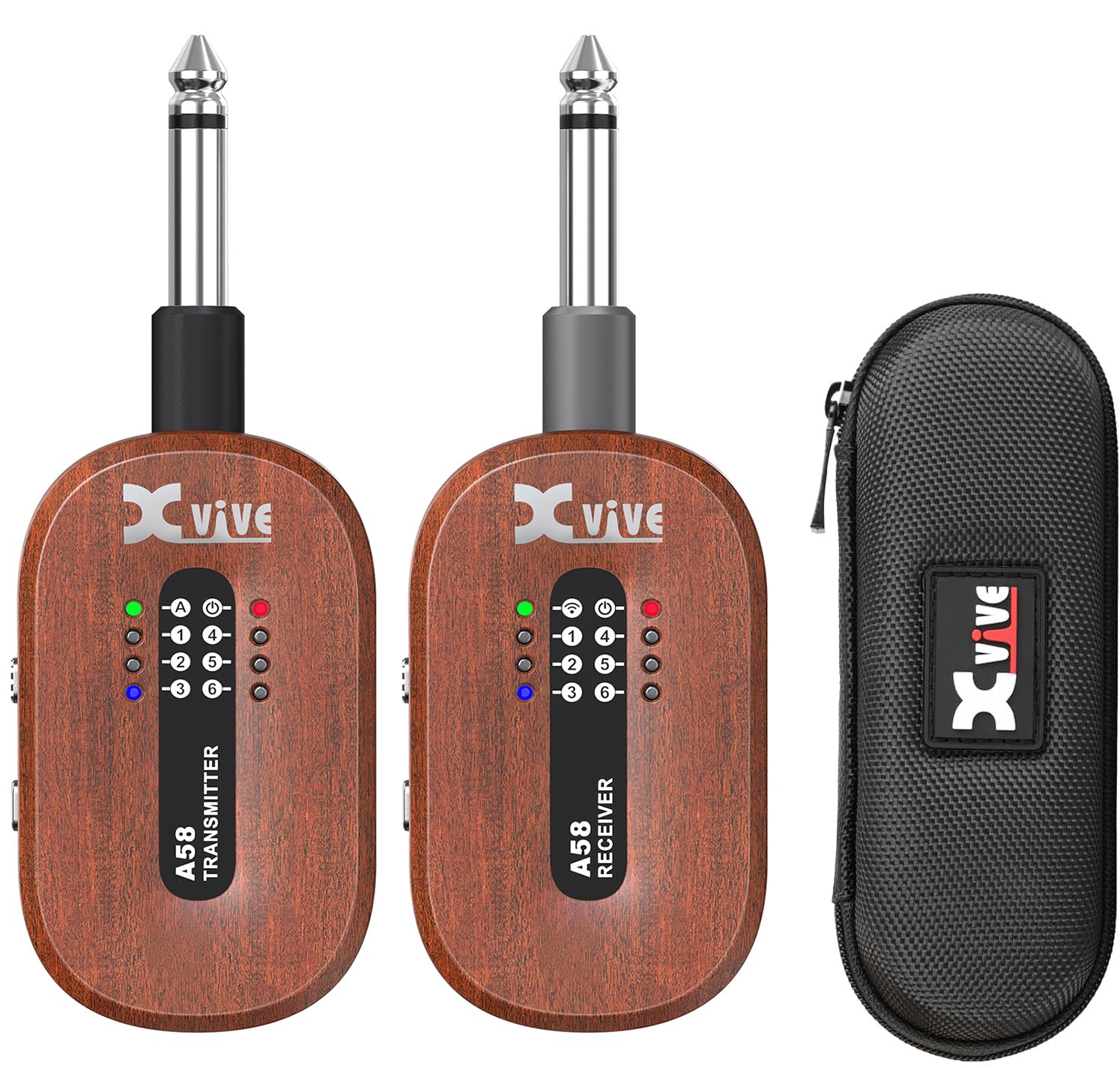 Xvive A58 Wireless Guitar System with 5.8GHz Transmitter and Receiver (Mahogany)