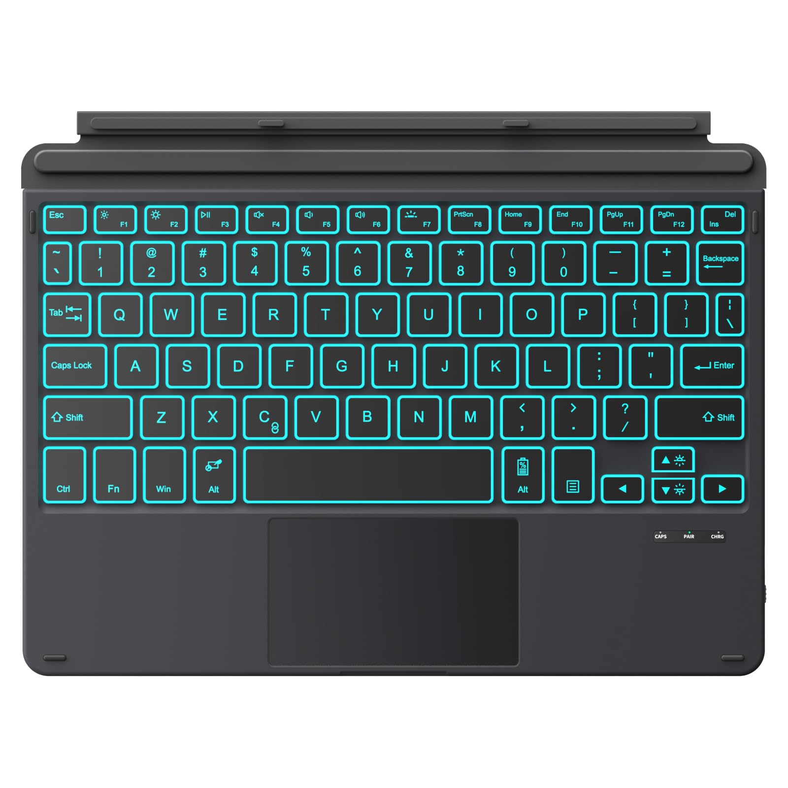 MoKo Type Cover Fit Microsoft Surface Go 4 (2023)/ Go 3 (2021)/ Go 2 2020 / Go 2018, Slim Wireless Bluetooth Keyboard with Trackpad, 7 Color LED Backlit, Built in Rechargeable Battery   Black