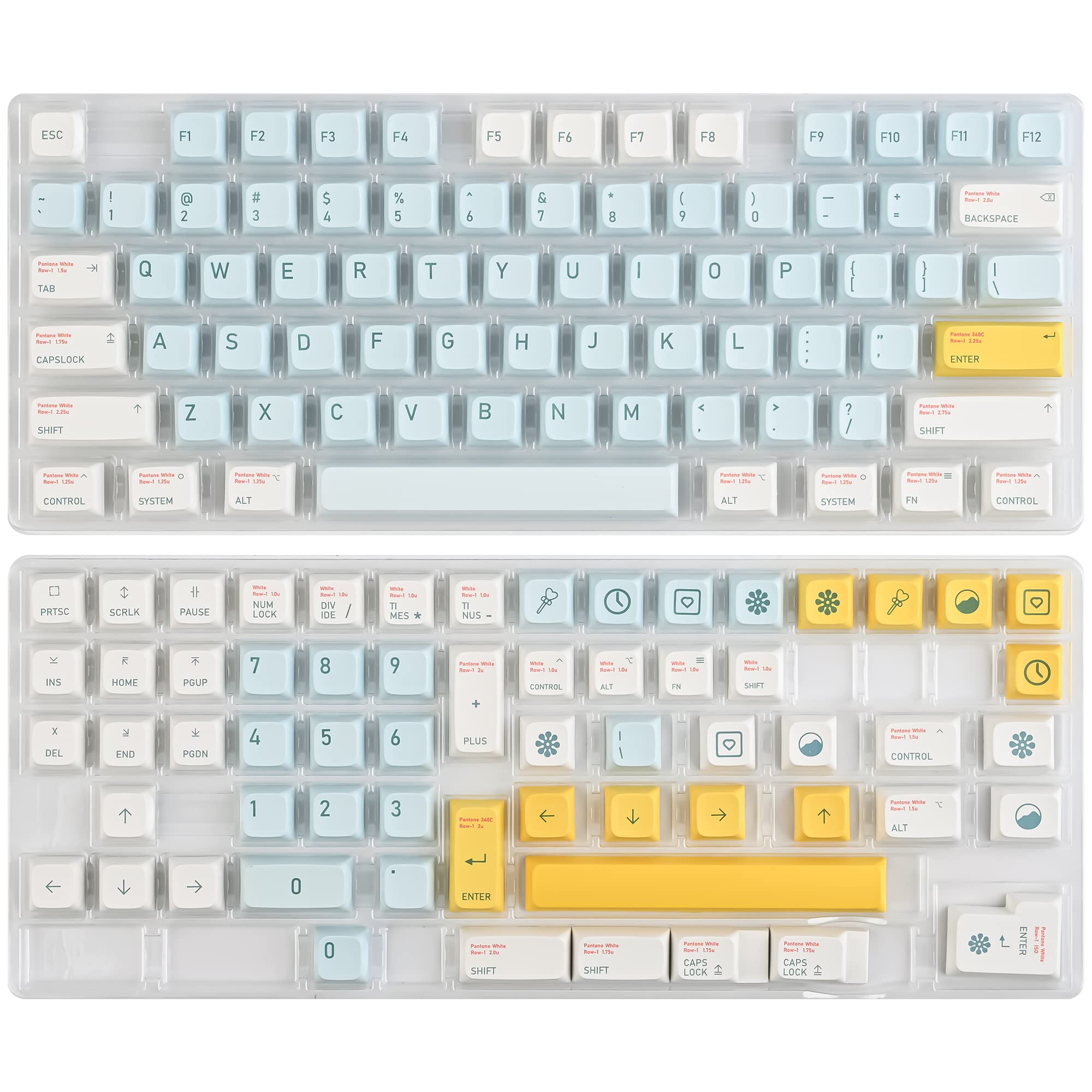 Surmen Cute Pbt Keycaps Xda Profile Keycaps 60 65 Percent For Cherry Gateron Mx Switches Mechanical Keyboard (Sky)