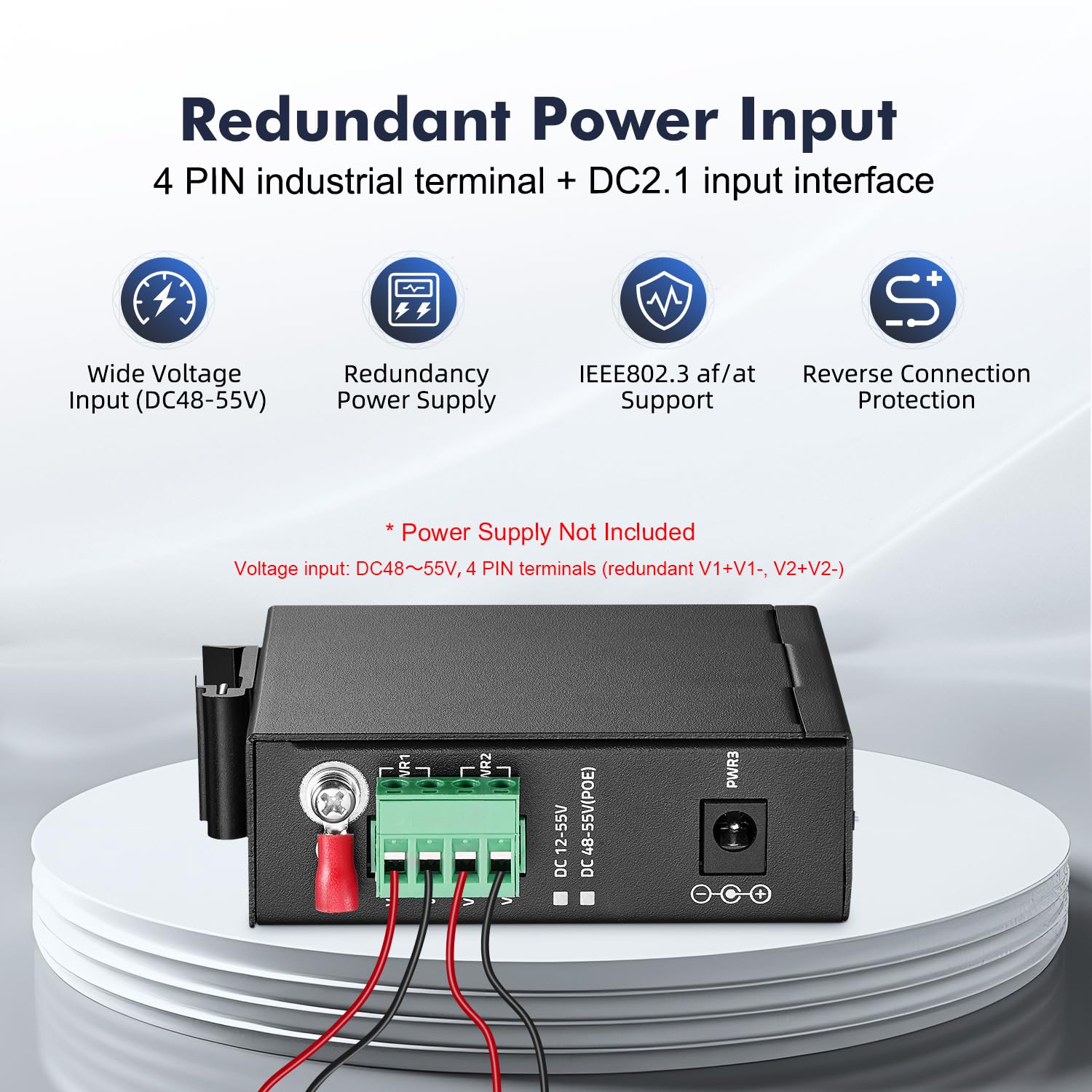 Yulinca 6 Port Mini Gigabit Industrial Din Rail Poe Switch, 4 X 100/1000Mbps Poe Ports,Ieee802.3Af/At Poe+, 1 Gigabit Uplink, 1