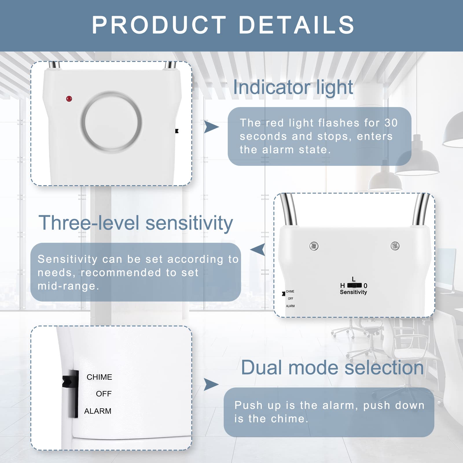 Kanayu 4 Pieces Door Handle Alarm 120Db Door Alarm For Home Security Door Entry Alarm Doorknob Sensing Alarm Window Burglar Aler