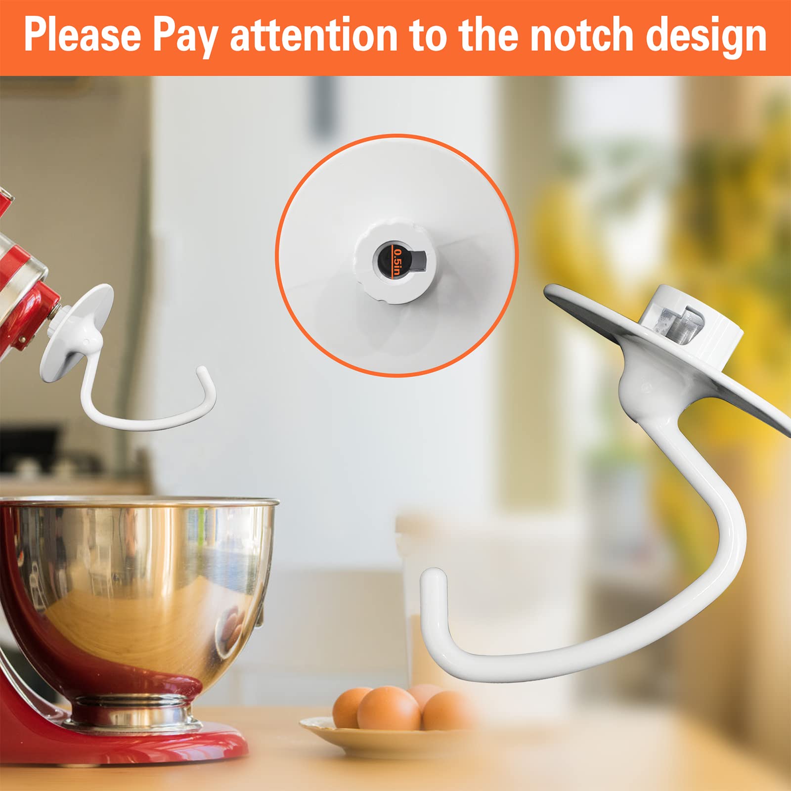 K45Dh Dough Hook Replacement For Kitchenaid Mixers   Compatible With K45, K45Ss, Ksm90, Ksm110, Ksm150 Tilt Head Stand Mixers, 4