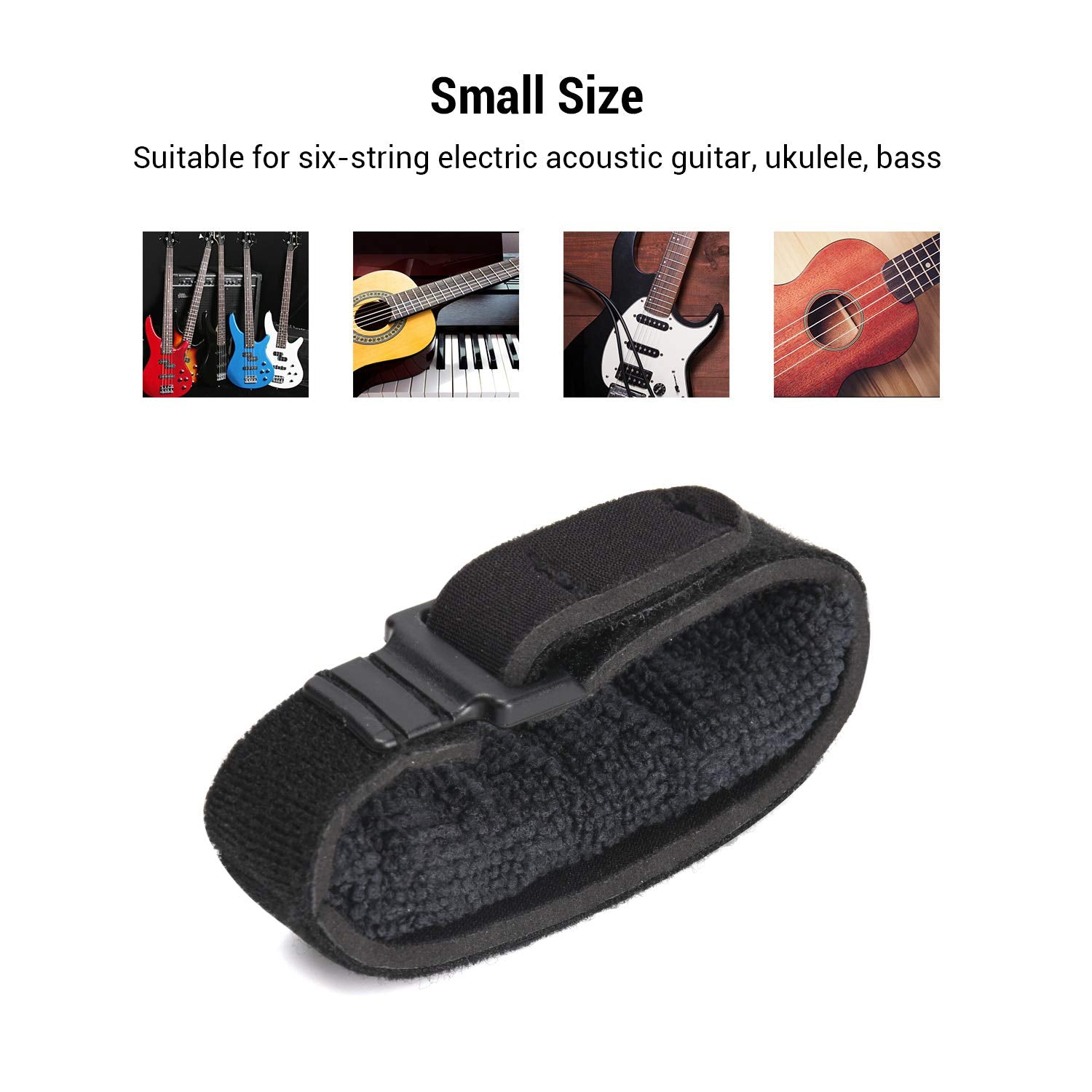 Facmogu 2Pcs Guitar String Mute Dampener, Guitar String Cover Belt, Adjustable Bass Guitar Mute Silencer, Fretboard Muting Strap