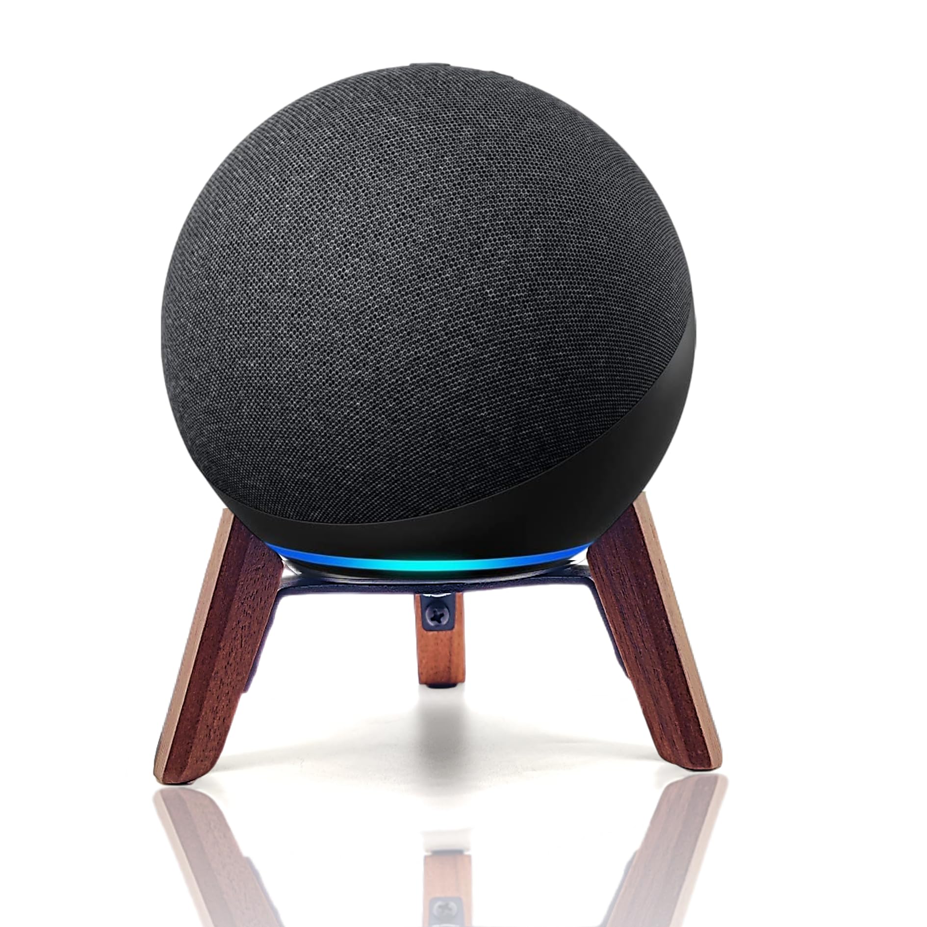 Real Wood Stand For Echo (4Th Gen) Speaker (2020),Tripod Holder Accessories Protect Alexa Speaker For Sound Better,Secure Stable Wooden Mount With Metal Frame For All New Echo 4Th Gen Speaker (Walnut)