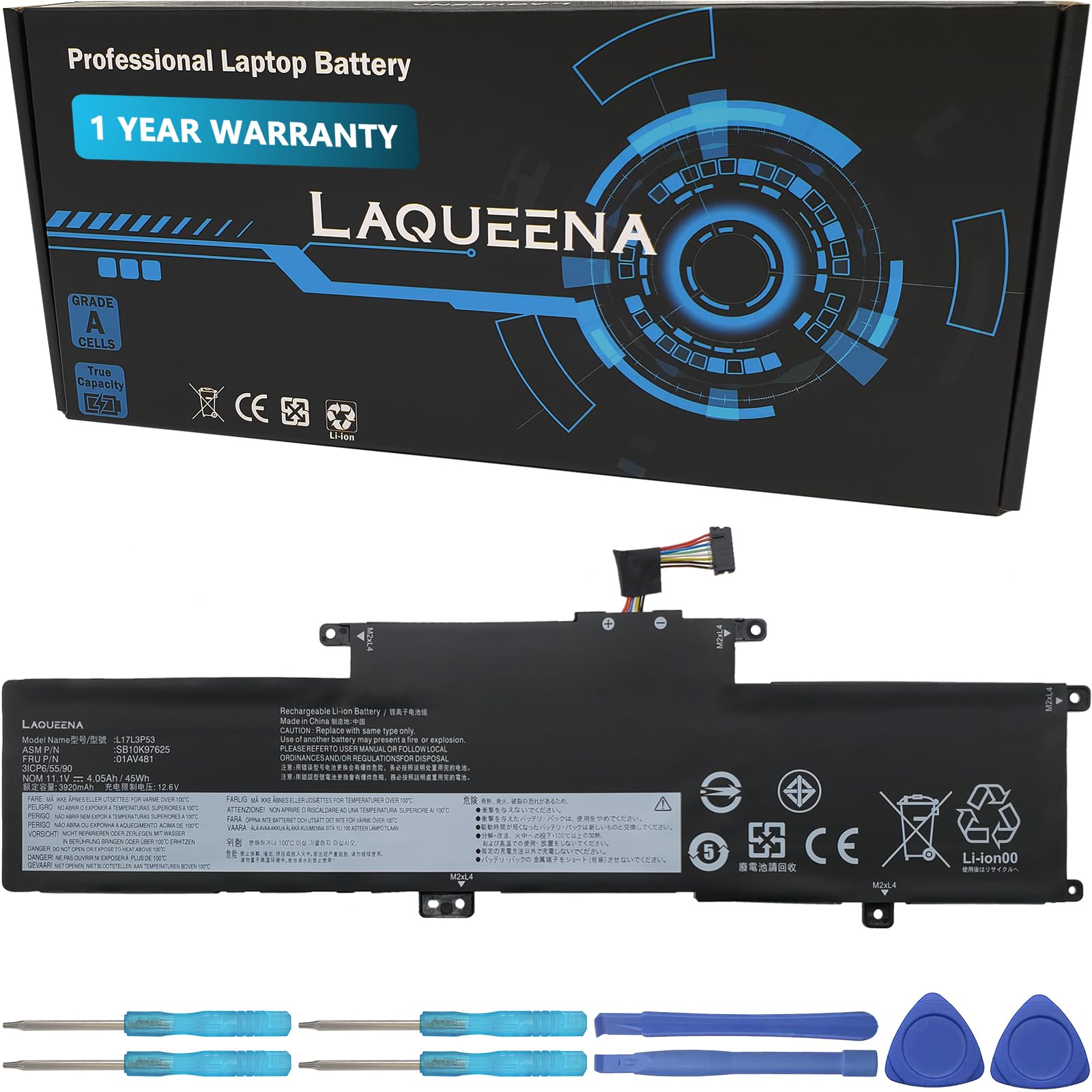 Laqueena L17L3P53 Laptop Battery Compatible With Lenovo Thinkpad L380 Yoga L390 Yoga Series Notebook L17M3P55 L17C3P53 01Av483 0