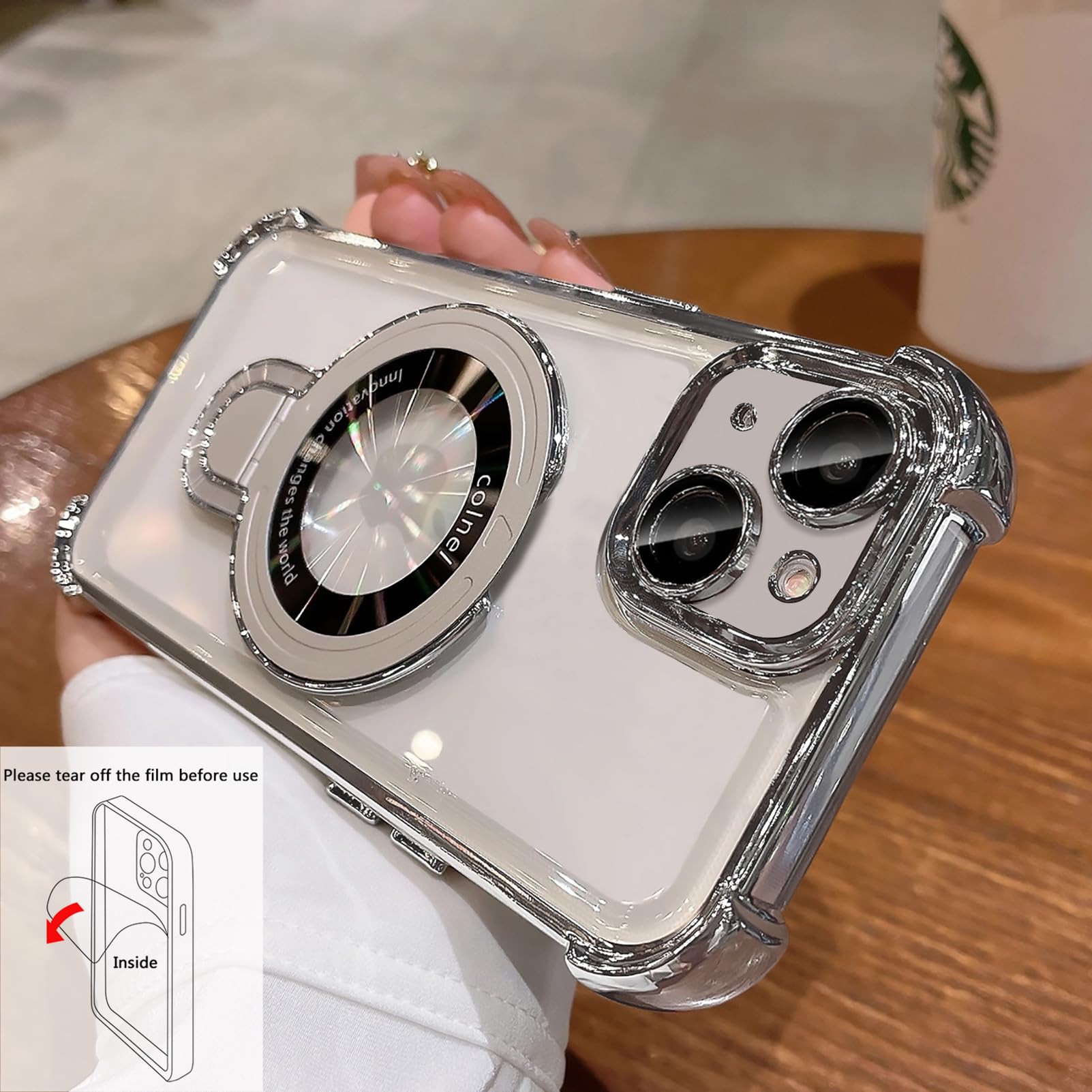 Uioeua For Iphone 15 Plus Case With Magnetic Ring Stand,[Compatible With Magsafe] Four Corners Shockproof [Military Grade Drop P