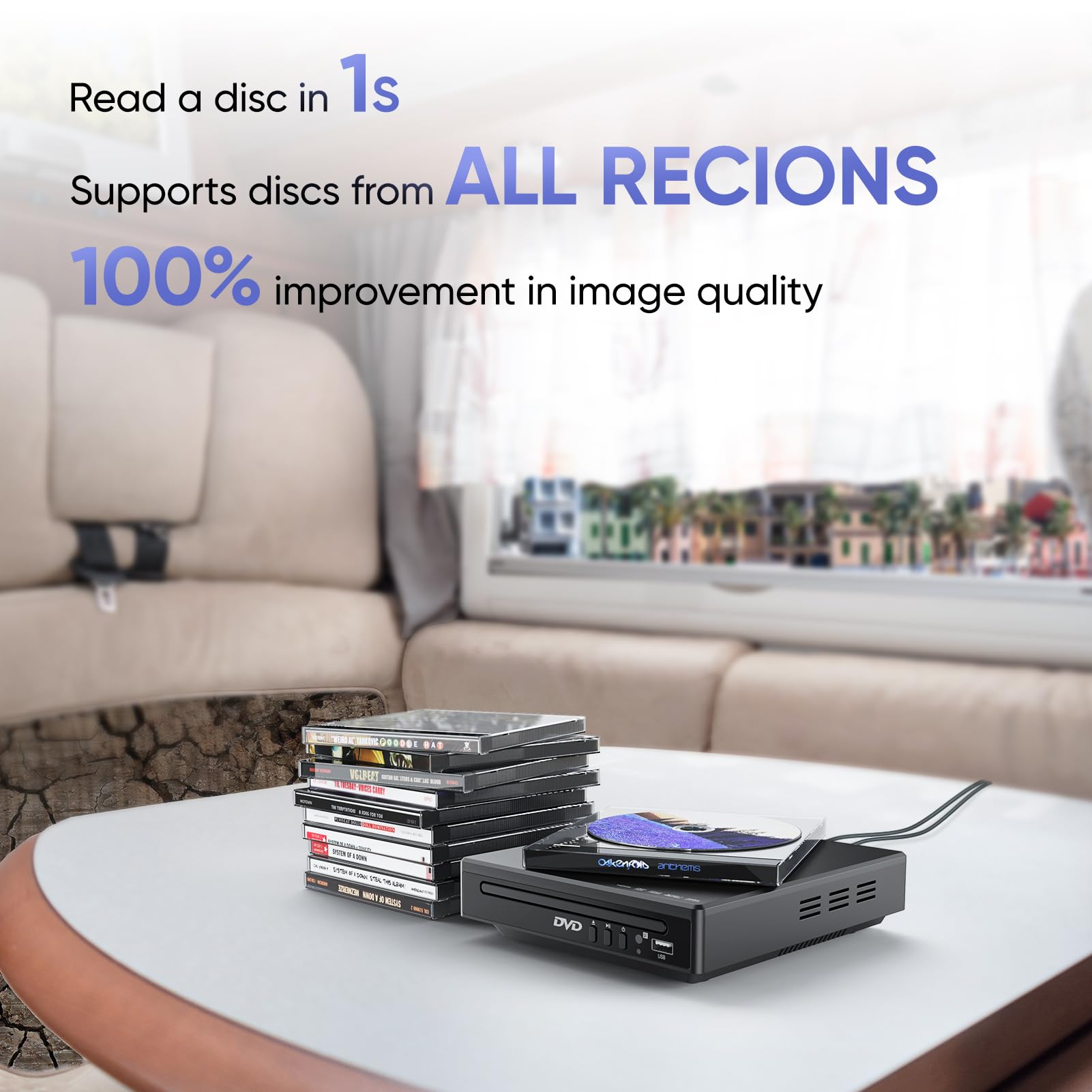 Mini Dvd Player For Tv, Small Size For Use In An Rv/Trailer, Cd Player For Home Stereo System, Included Hdmi And Rca Cable, Supp