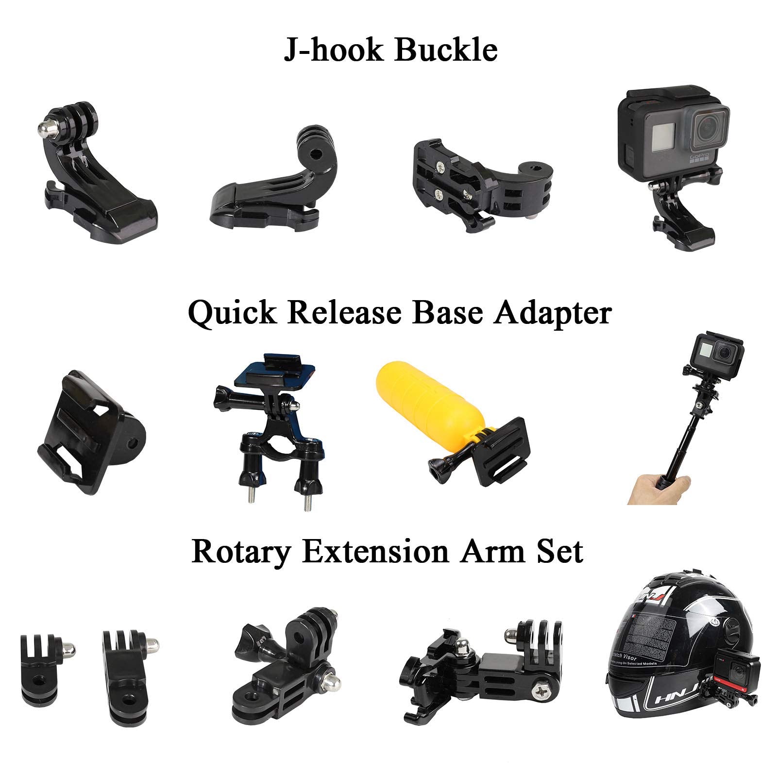 Universal Action Camera Accessory Kit For Gopro Hero 13 12 11 10 9 8 7 6 5 Blcak Go Pro Max Insta360 X4/X3/One R Dji Osmo Action 3 4 Akaso Apeman Sports Cam, Helmet Base Adhesive Tripod Adapter Mount