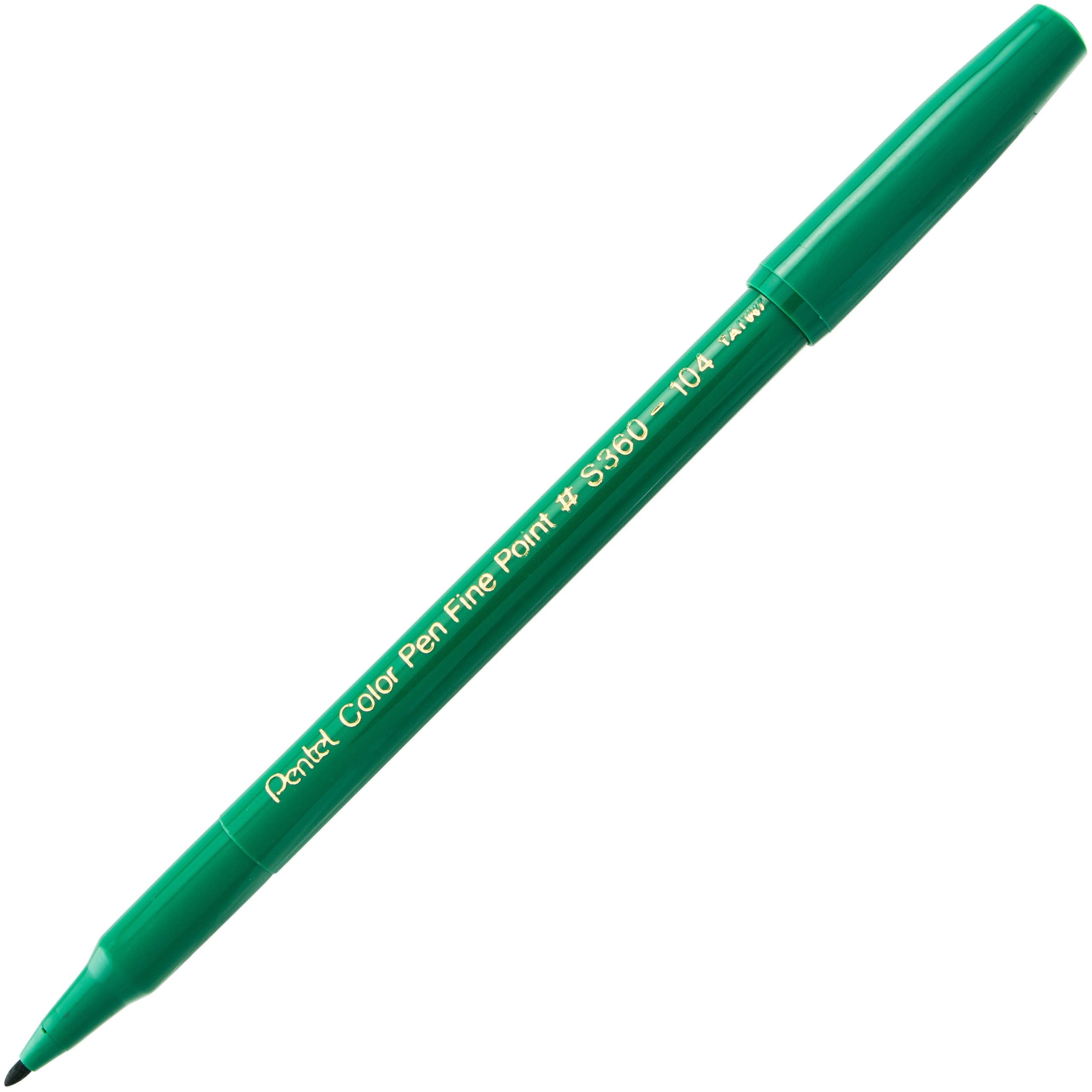 Pentel Arts Color Pen, Green, Box Of 12 (S360 104)